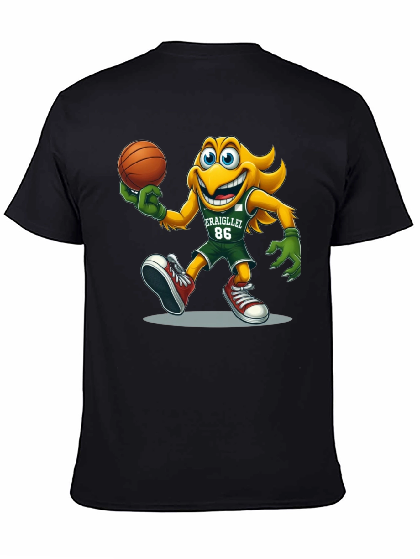 Cartoon Mascot Basketball Graphic T-Shirt