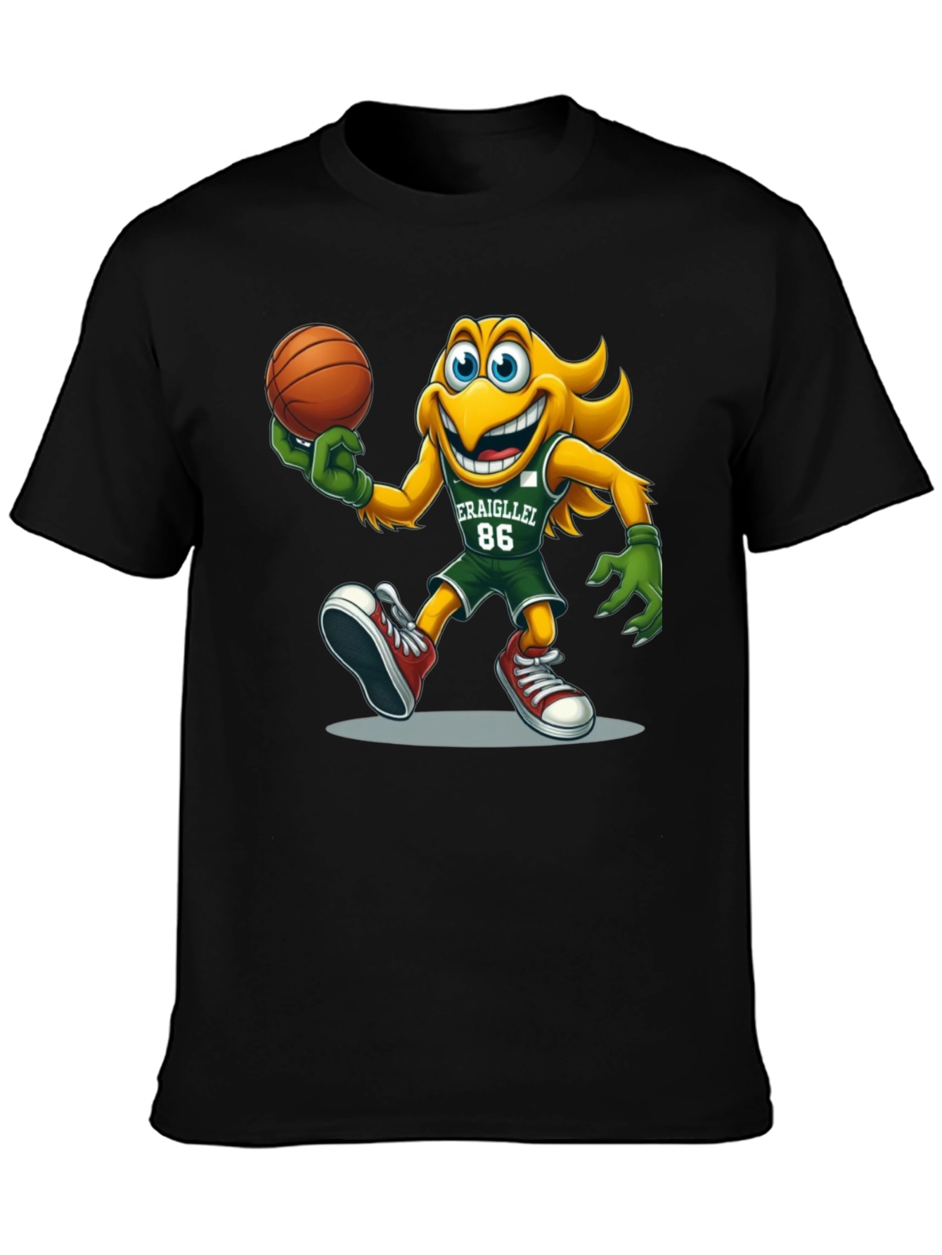 Cartoon Mascot Basketball Graphic T-Shirt