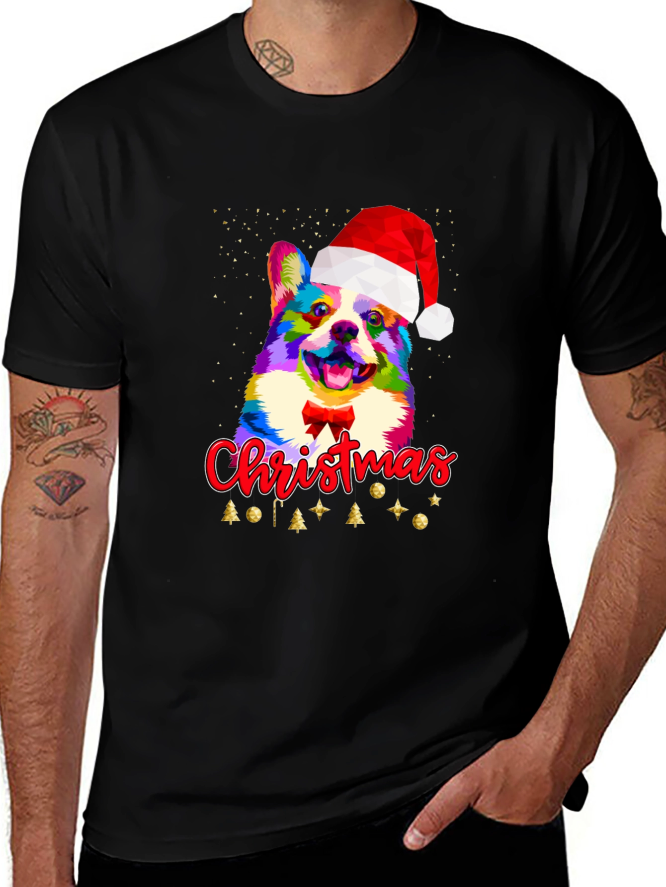 Christmas Corgi Dog Santa Hat T-Shirt