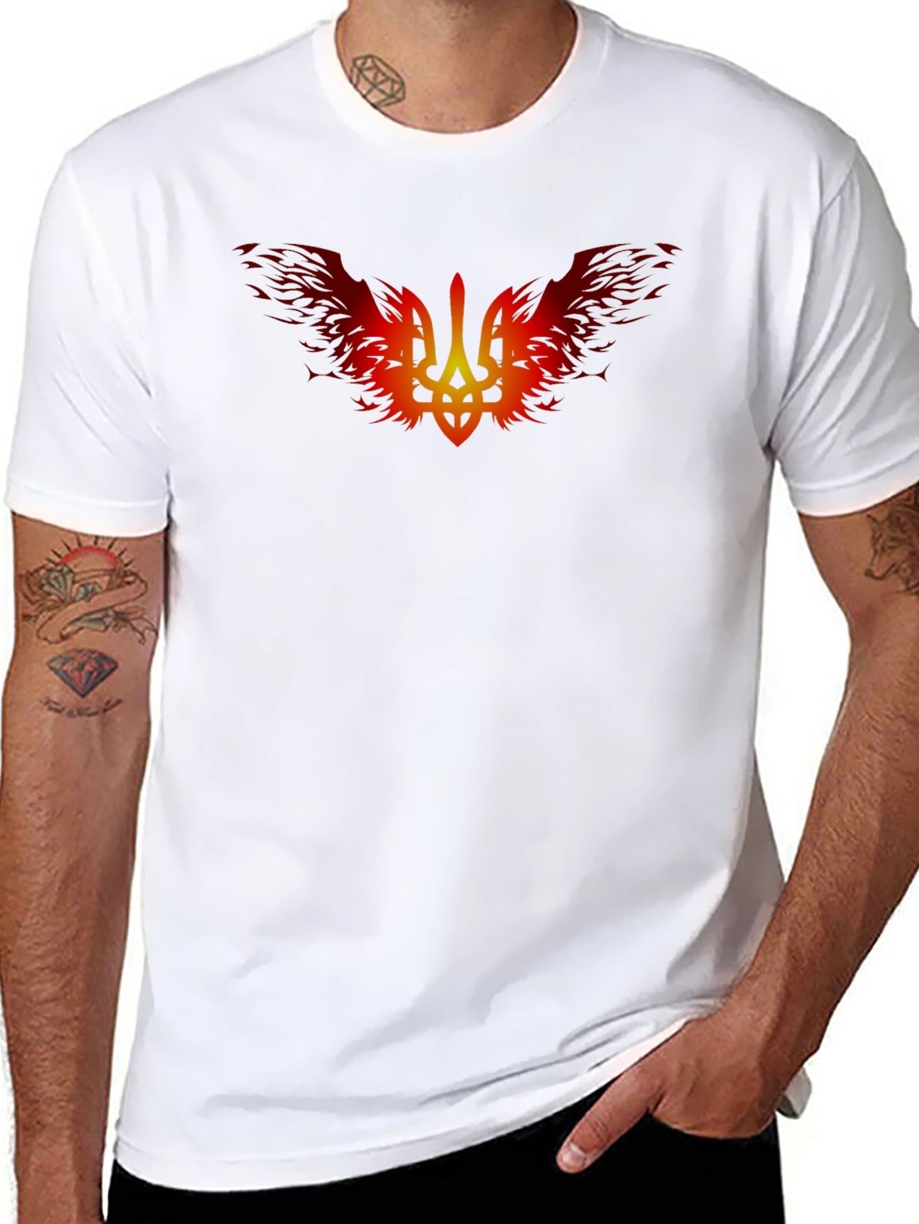 Fiery Ukrainian Trident Black T-Shirt