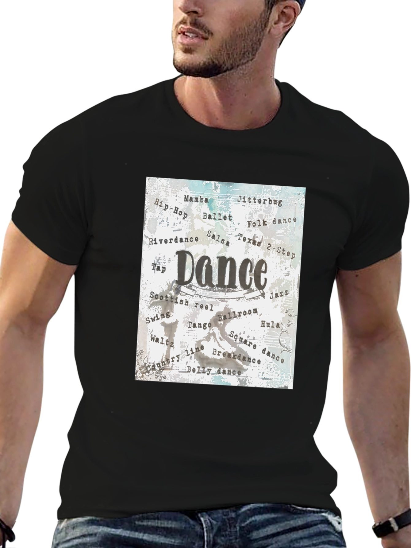 Dance Styles Graphic Tee - Casual Black T-Shirt