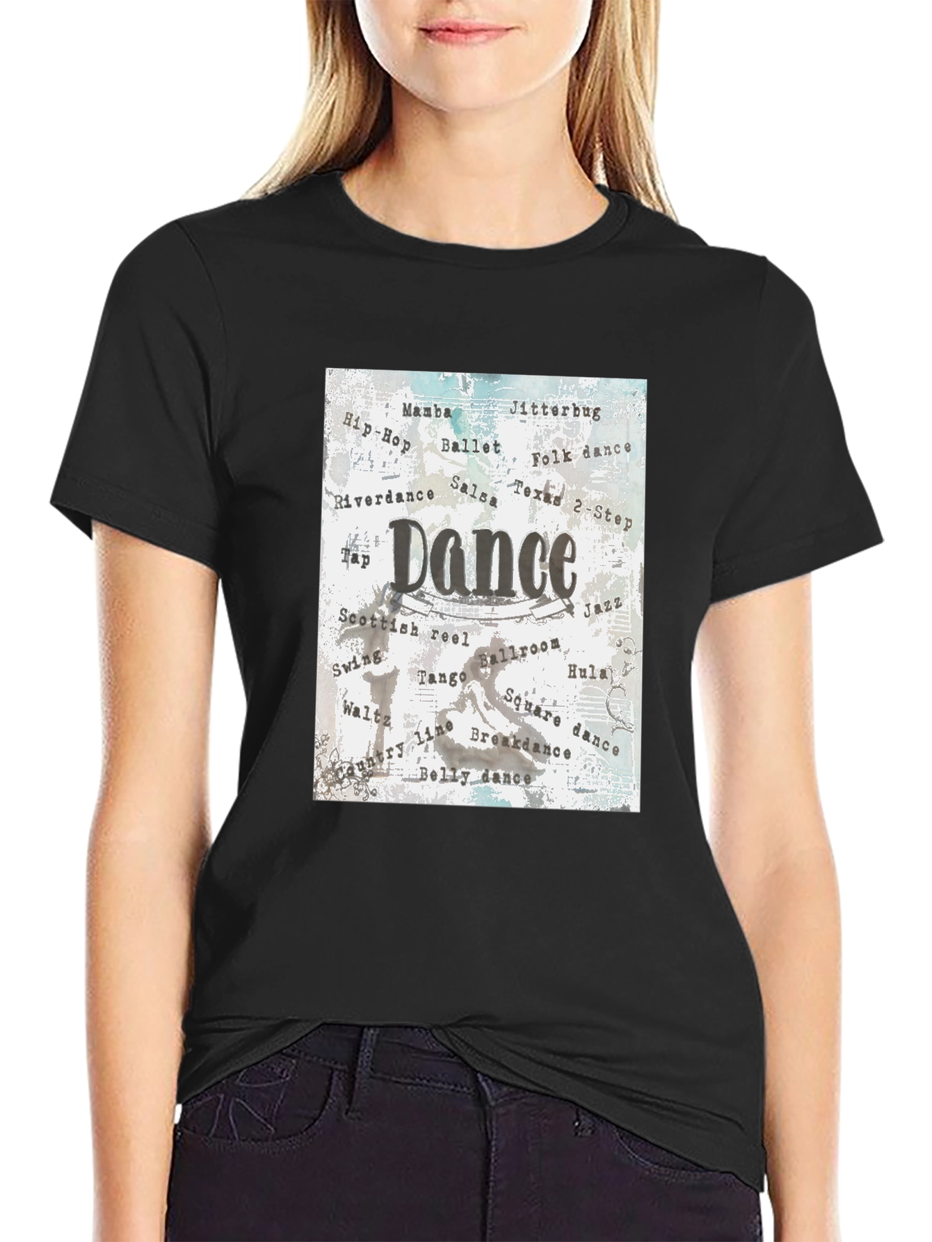 Dance Styles Graphic Tee - Casual Black T-Shirt