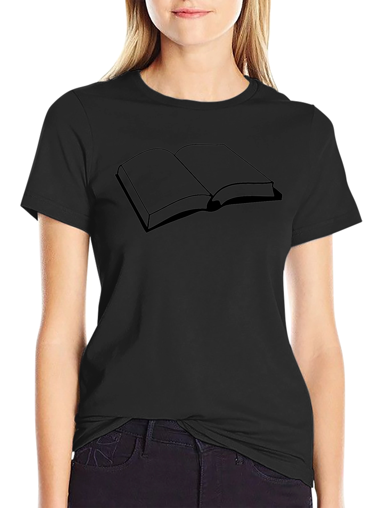 Open Book Graphic Tee - Black Cotton T-Shirt