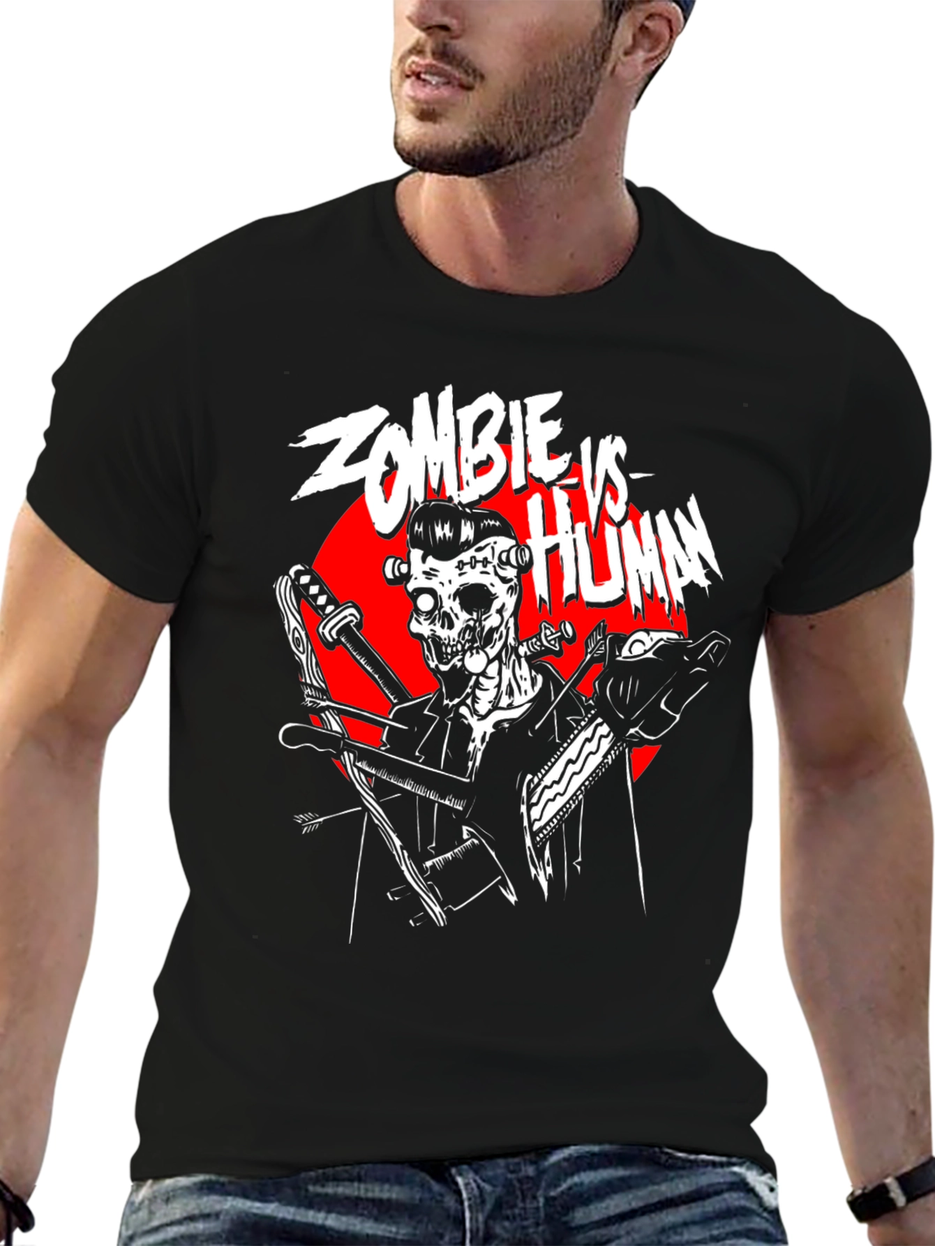 Zombie vs Human Graphic T-Shirt