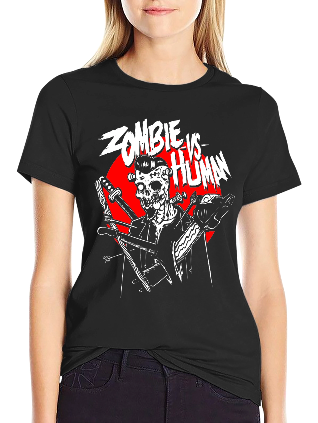 Zombie vs Human Graphic T-Shirt