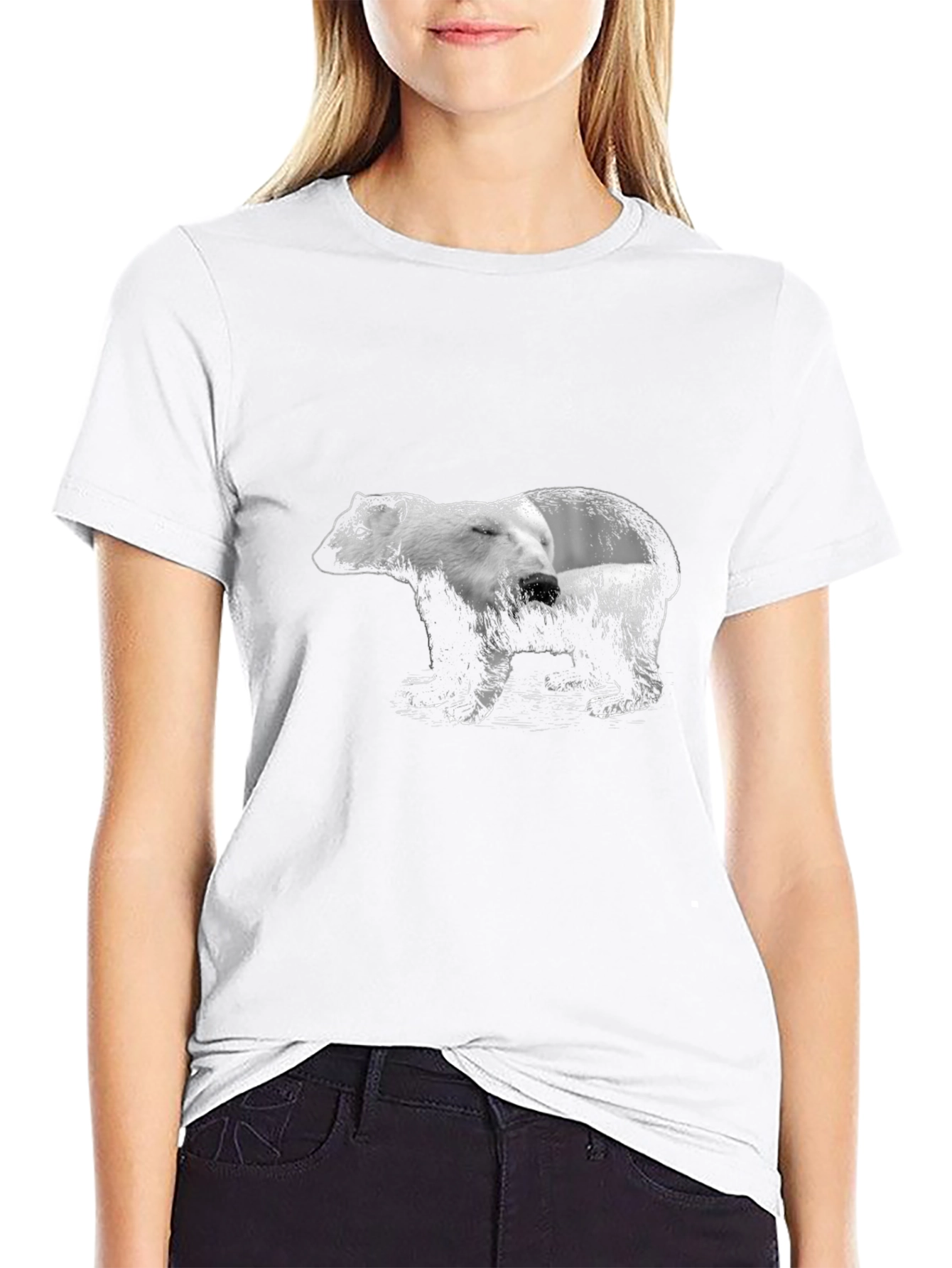 Bear Graphic Print Black T-Shirt