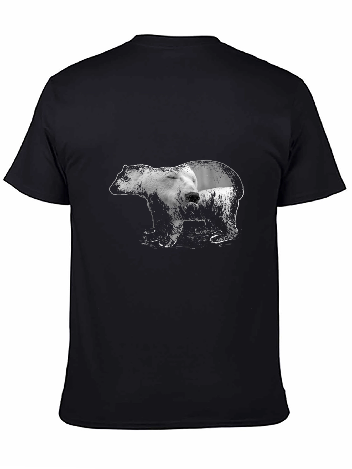 Bear Graphic Print Black T-Shirt