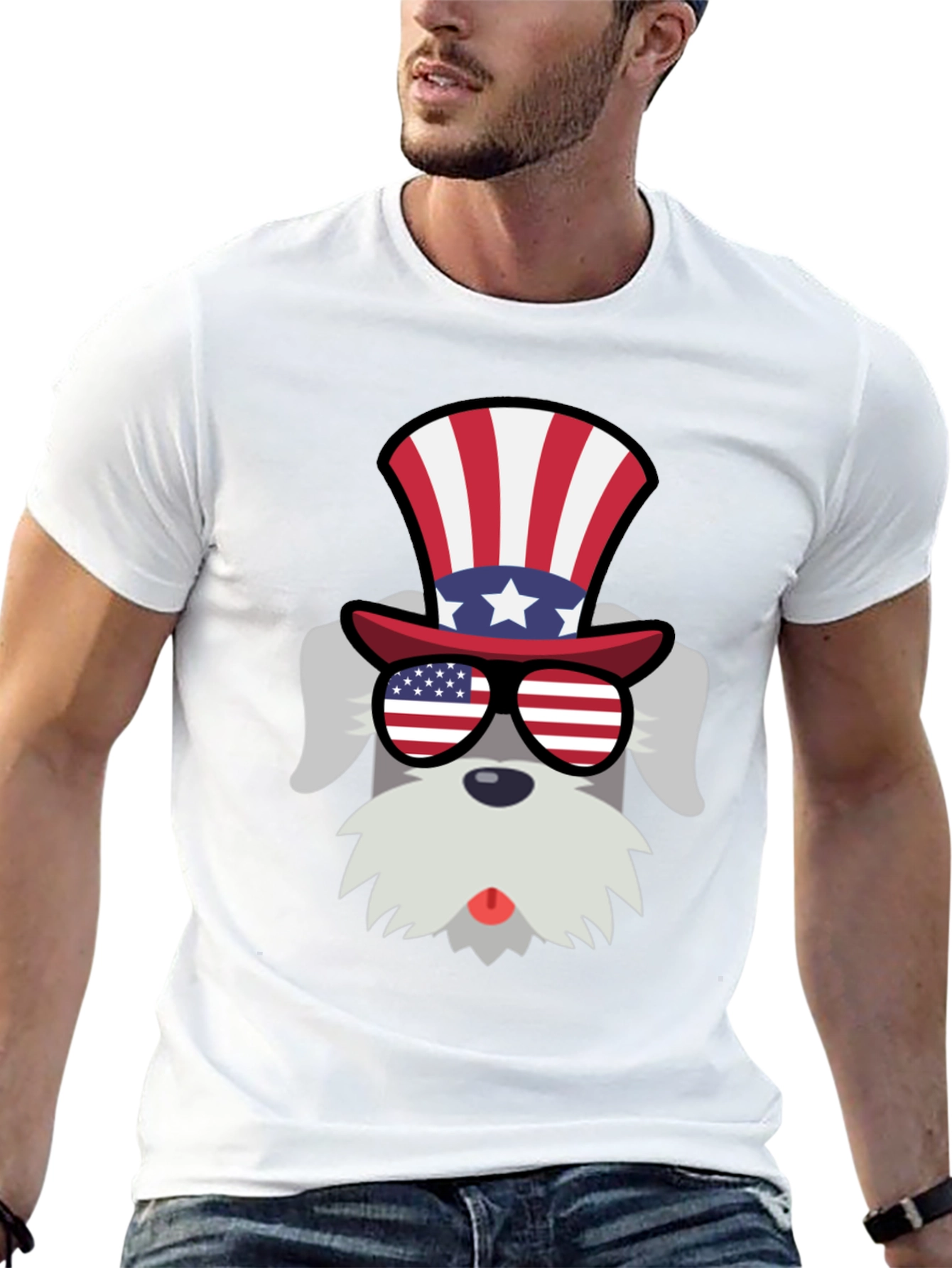 Patriotic Schnauzer T-Shirt - USA Dog