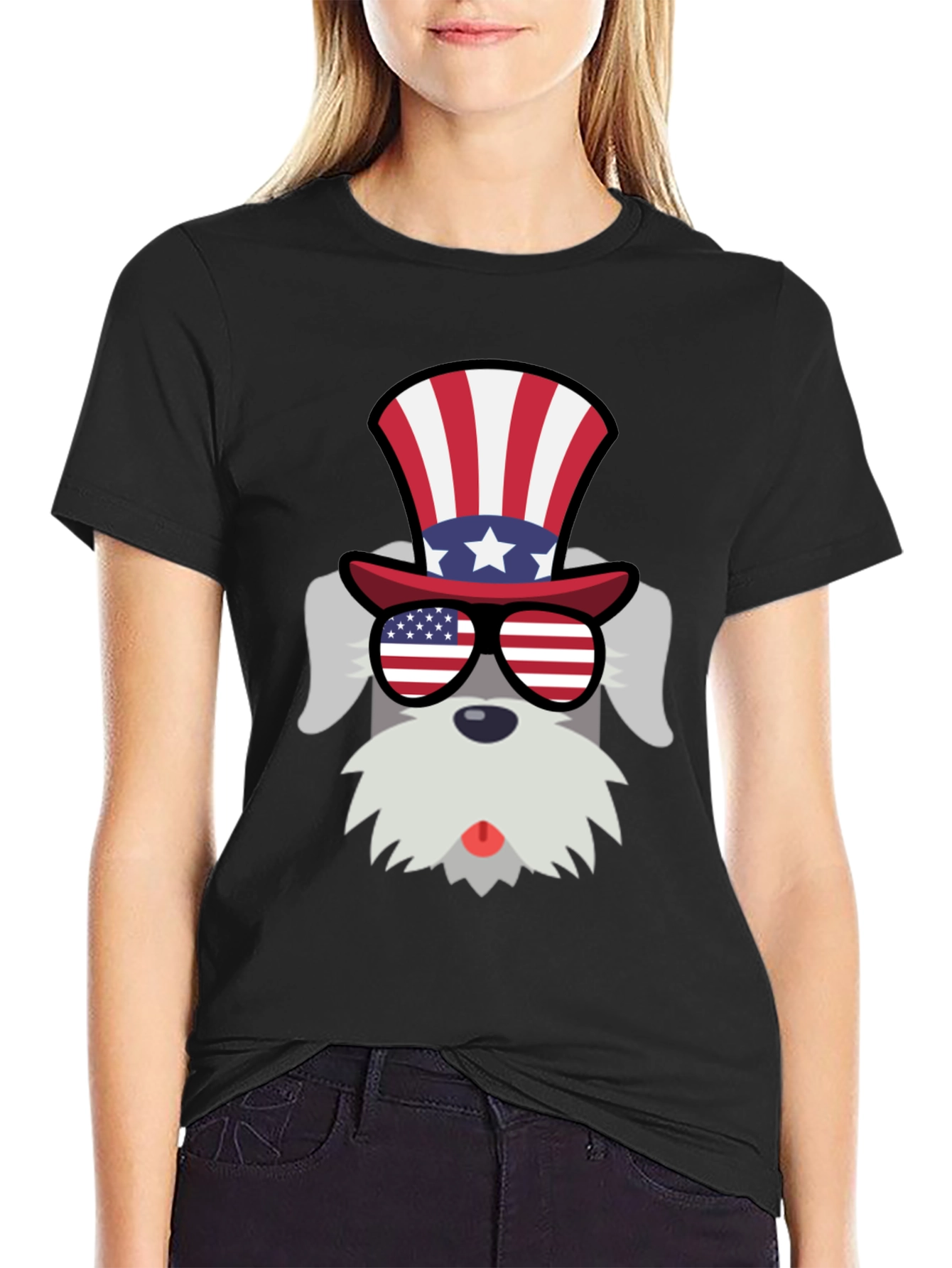 Patriotic Schnauzer T-Shirt - USA Dog