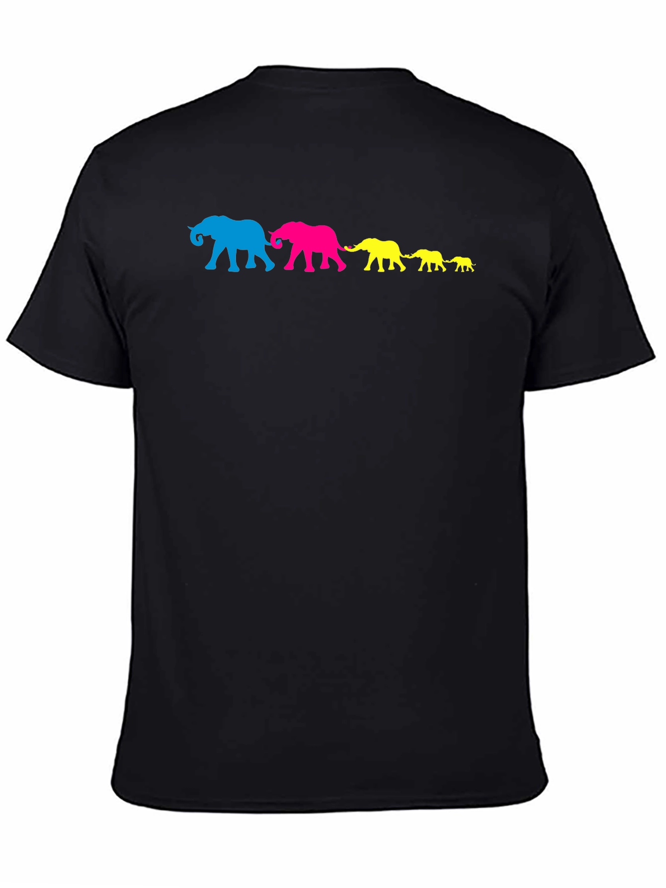 Elephant Family T-Shirt - Black Cotton Crew Neck