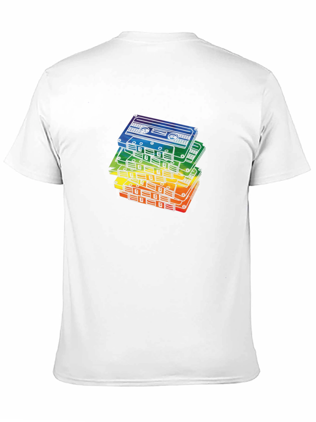 Retro Rainbow Cassette Tapes Black T-Shirt