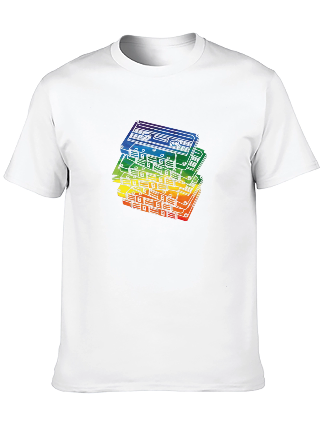 Retro Rainbow Cassette Tapes Black T-Shirt