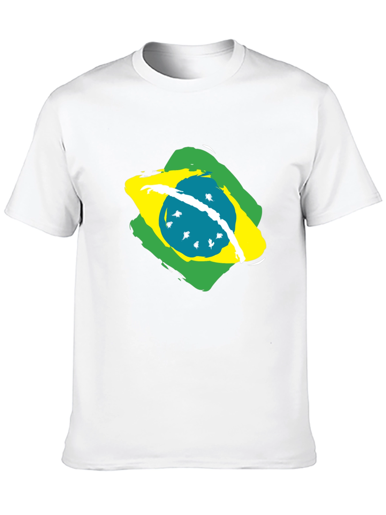 Brazil Flag Graphic Tee - Black Cotton T-Shirt