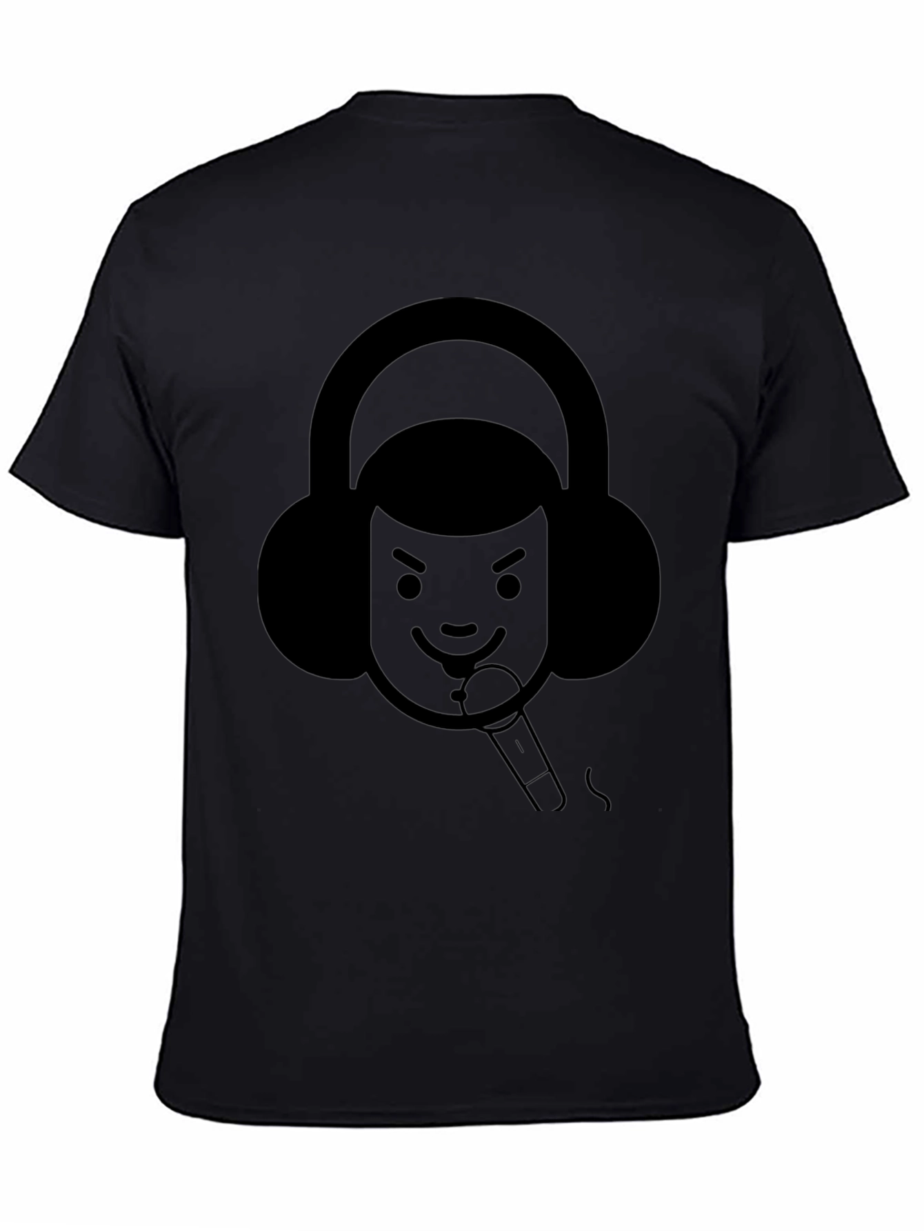 Black Graphic T-Shirt with Musician Design