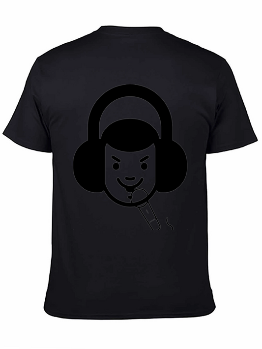 Black Graphic T-Shirt with Musician Design