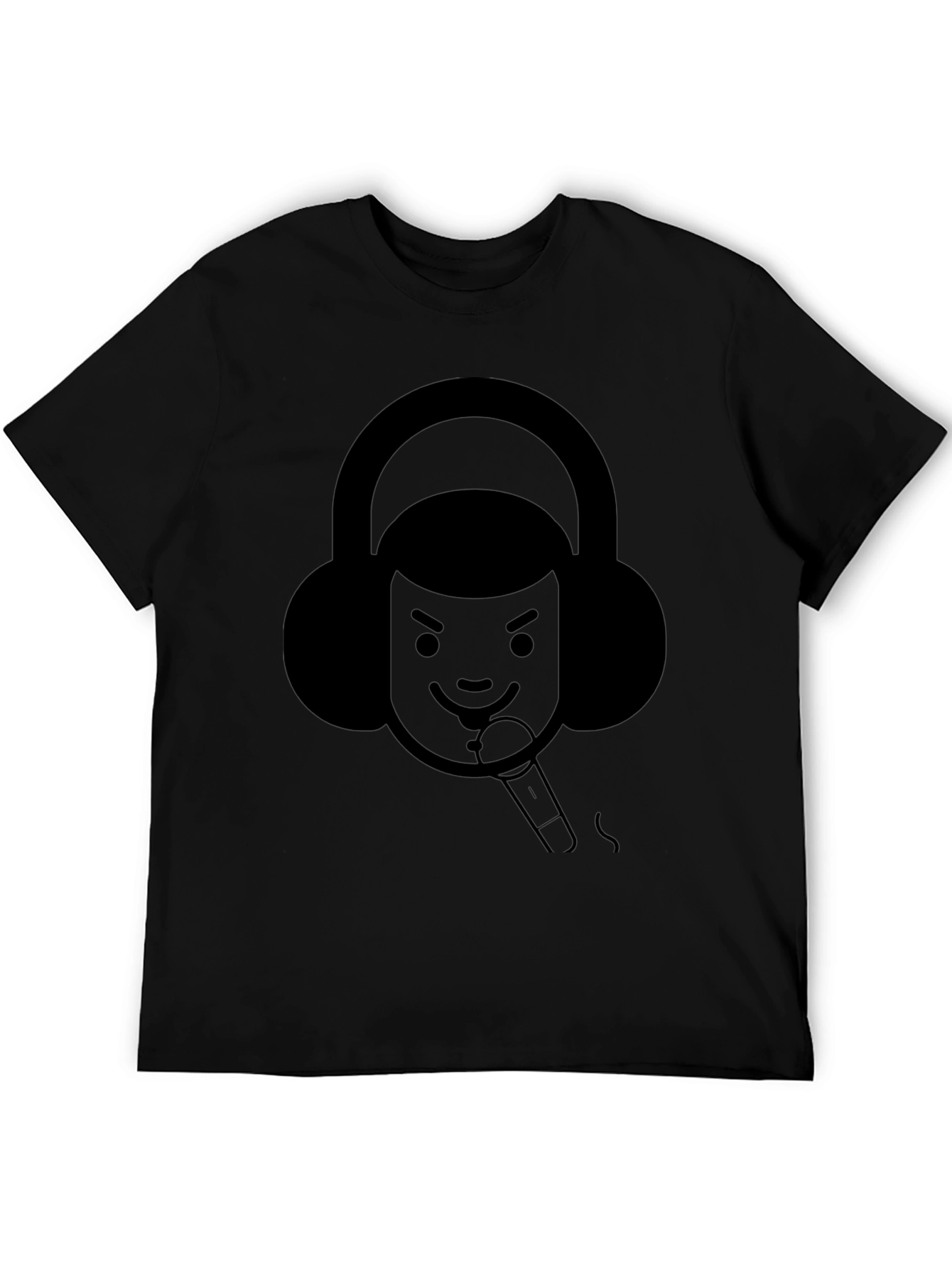 Black Graphic T-Shirt with Musician Design