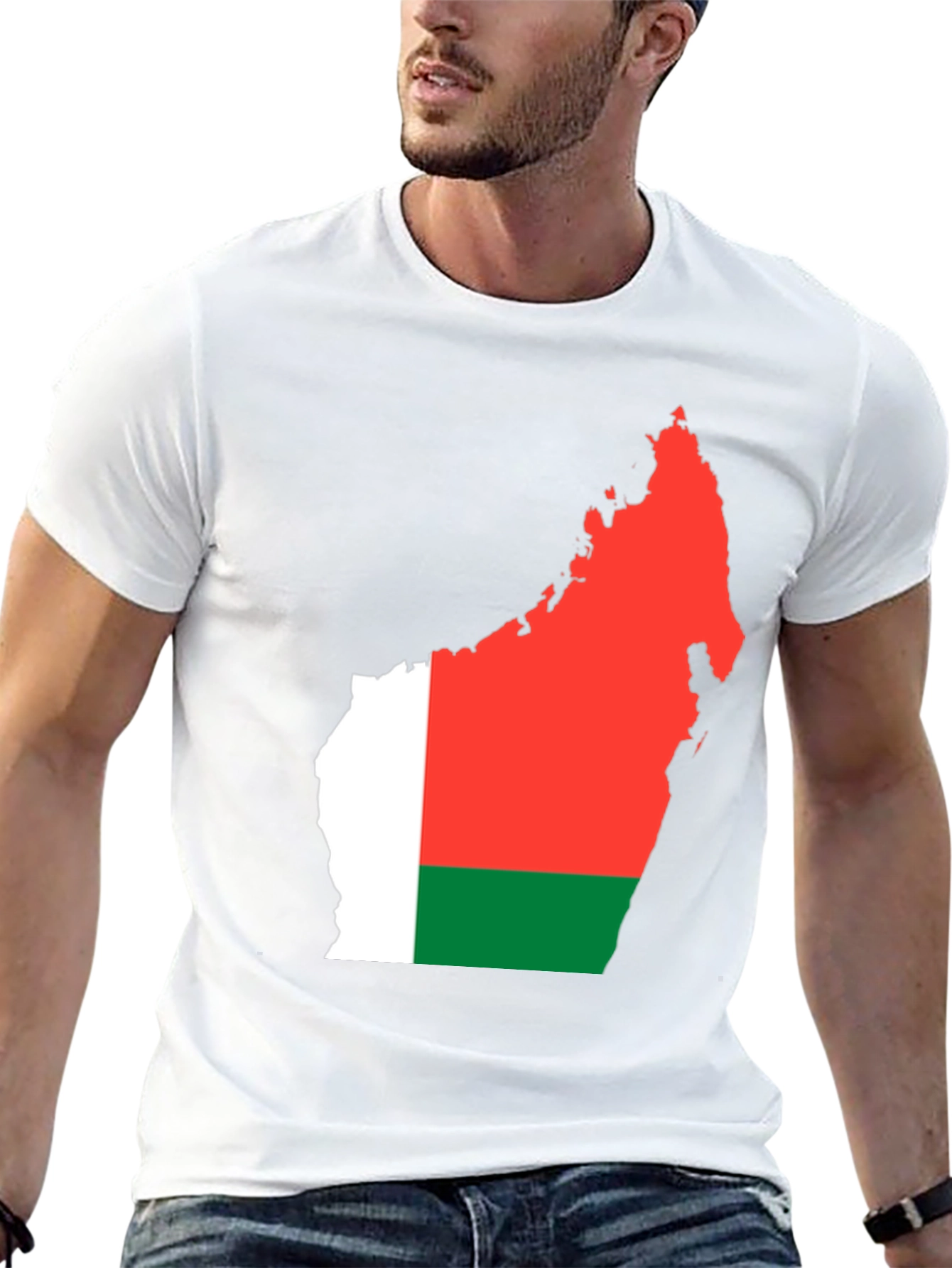 Madagascar Flag Graphic Tee - Black Cotton T-Shirt