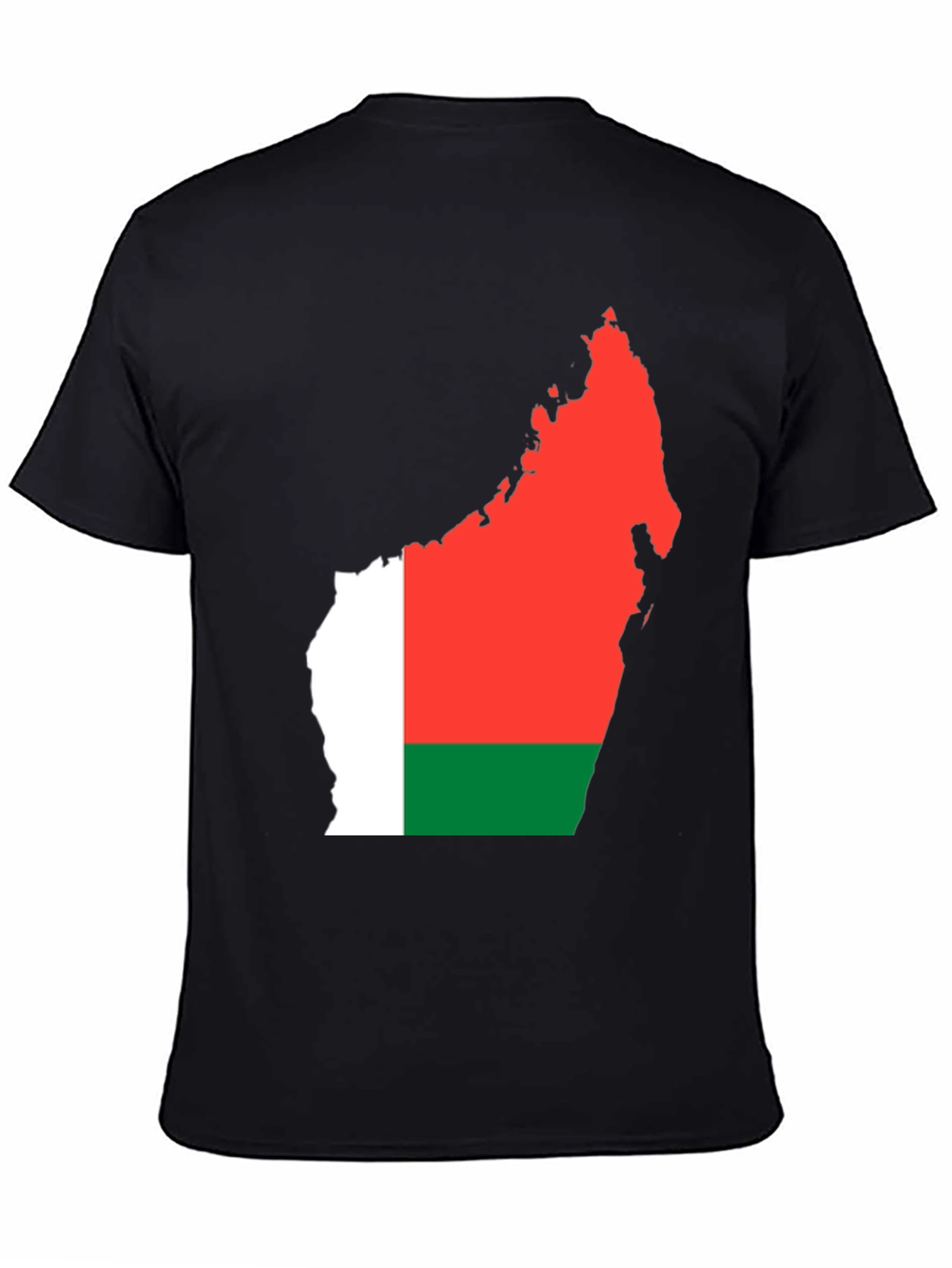Madagascar Flag Graphic Tee - Black Cotton T-Shirt