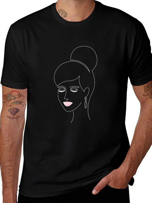 Minimalist Woman Portrait Black T-Shirt