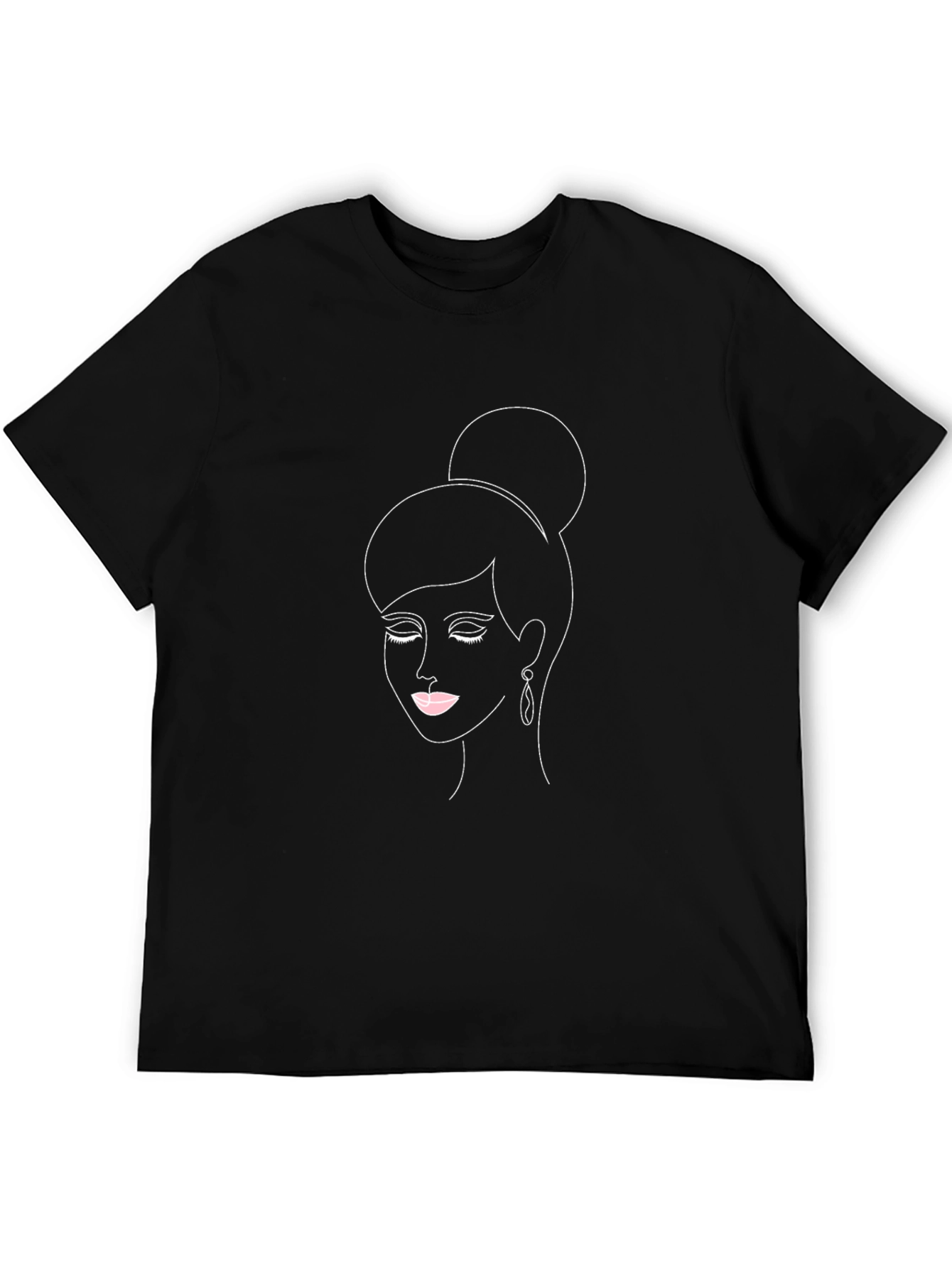 Minimalist Woman Portrait Black T-Shirt