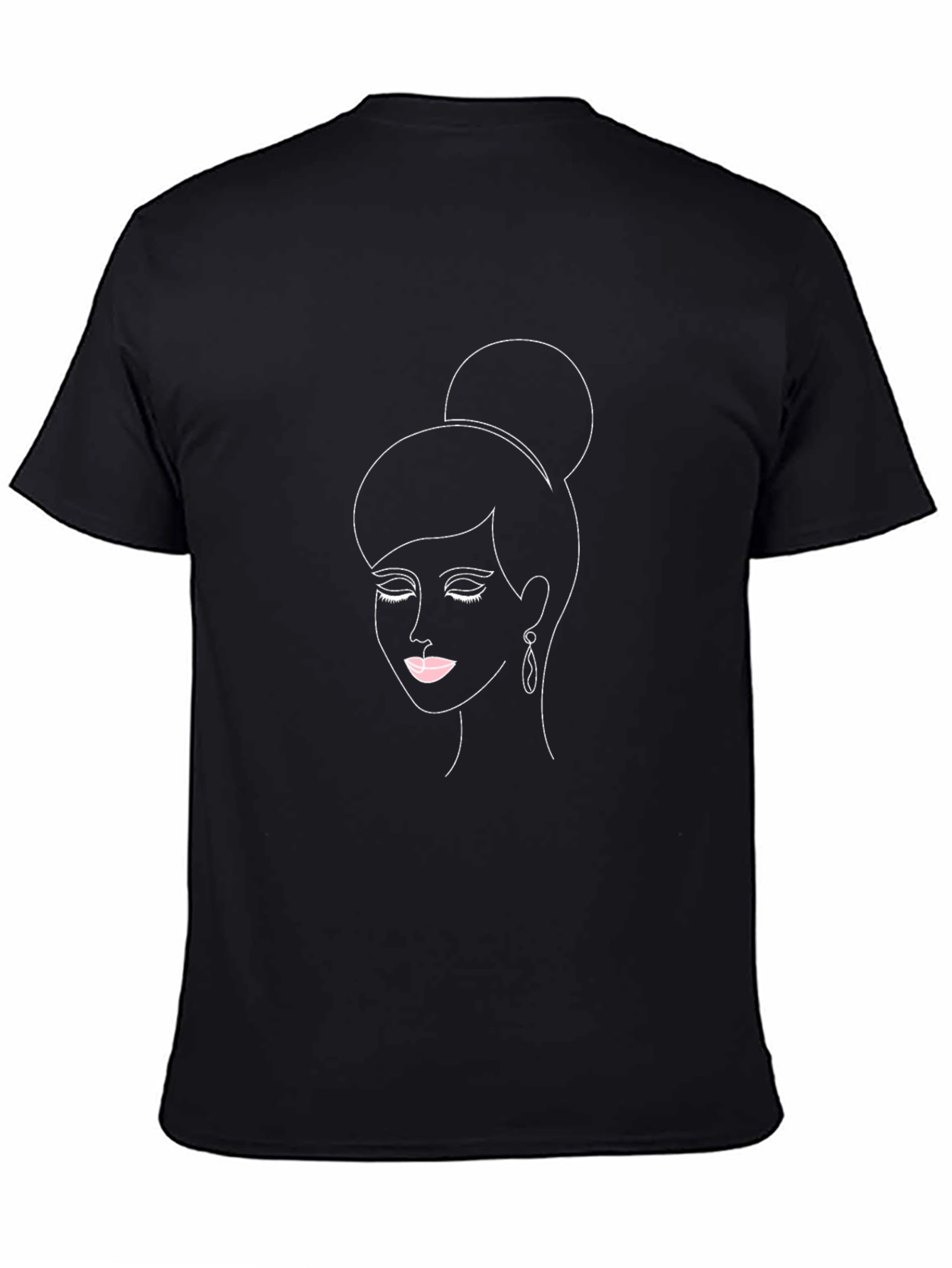 Minimalist Woman Portrait Black T-Shirt