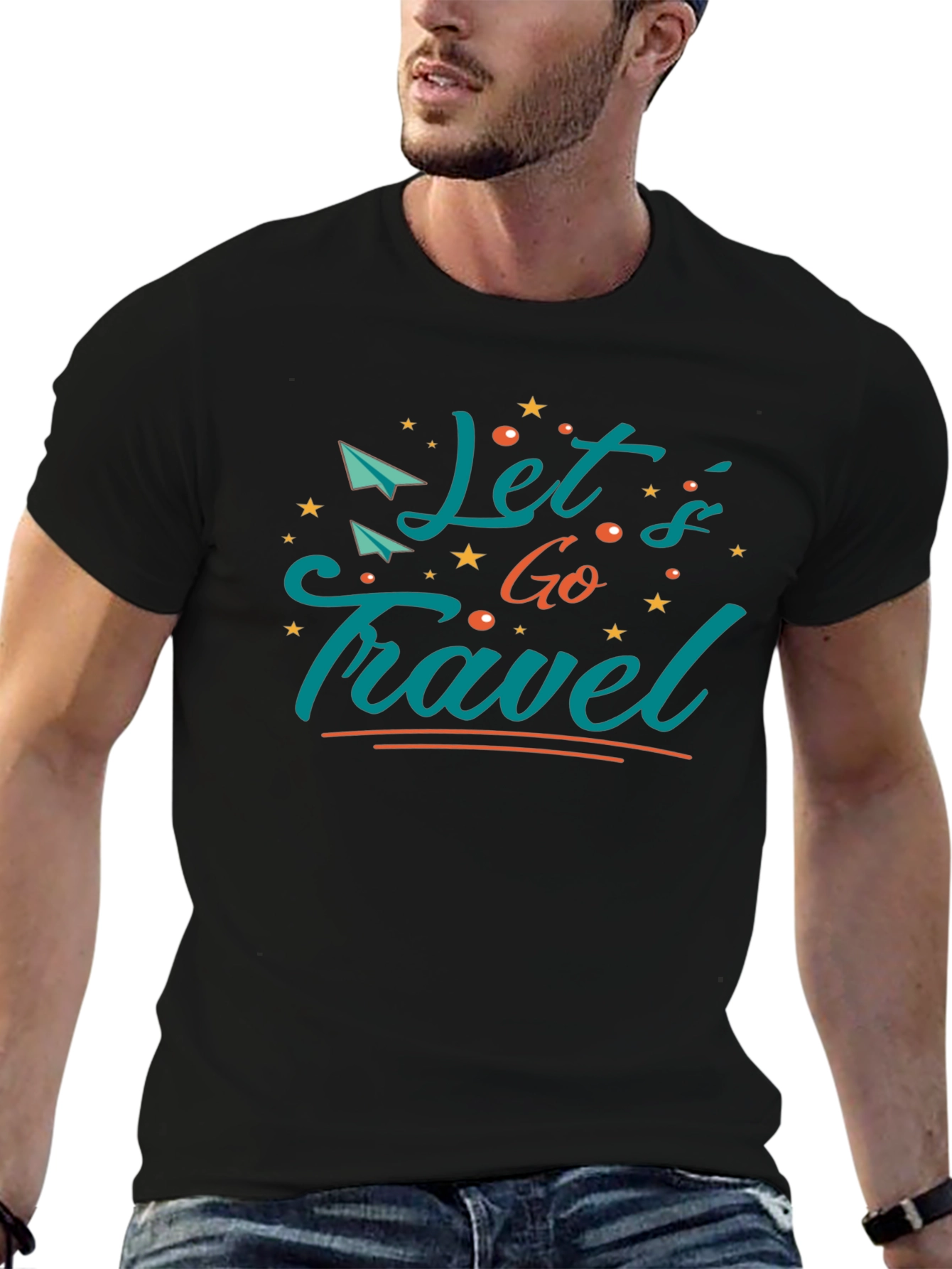 Lets Go Travel Black T-Shirt