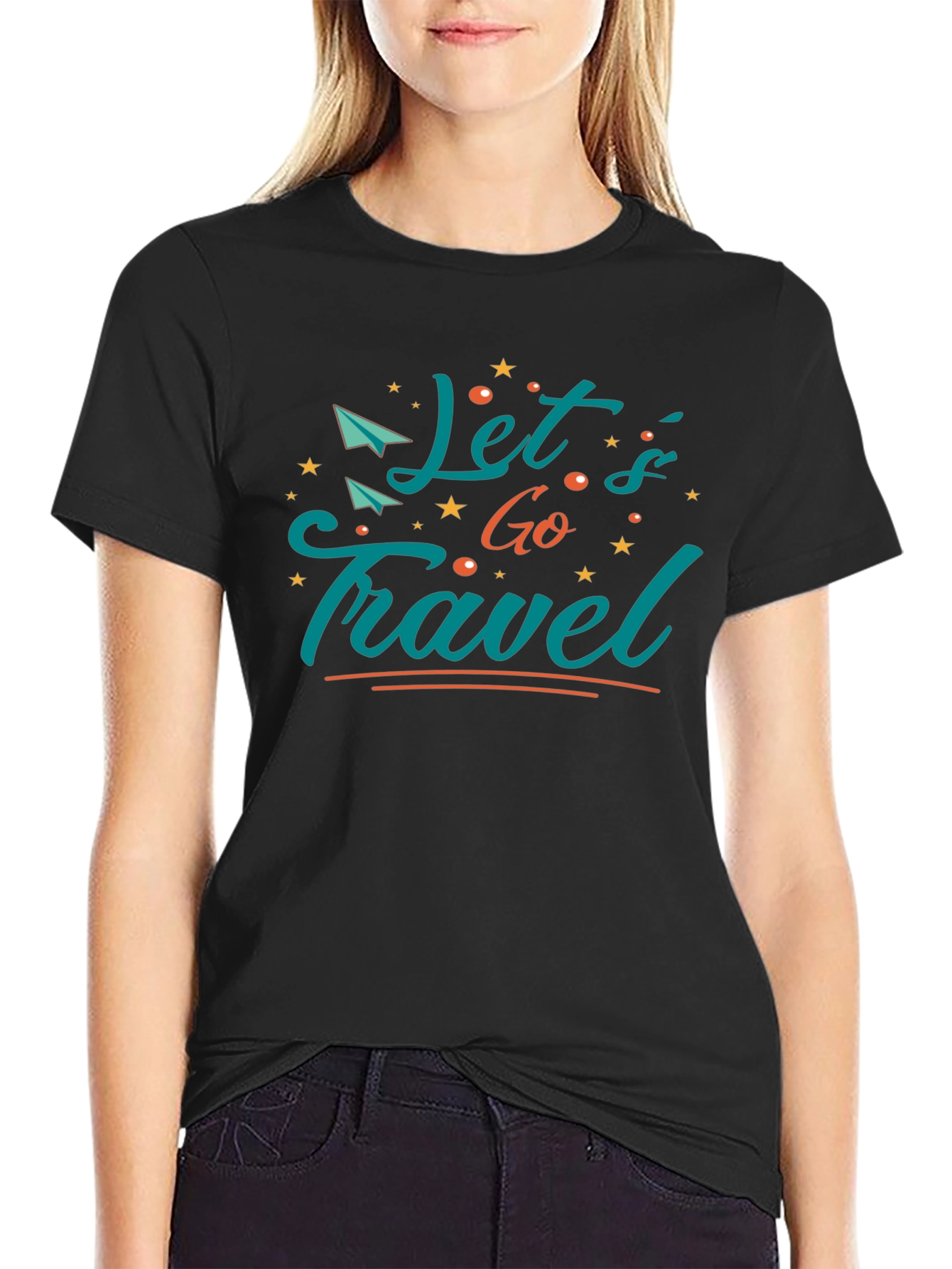 Lets Go Travel Black T-Shirt