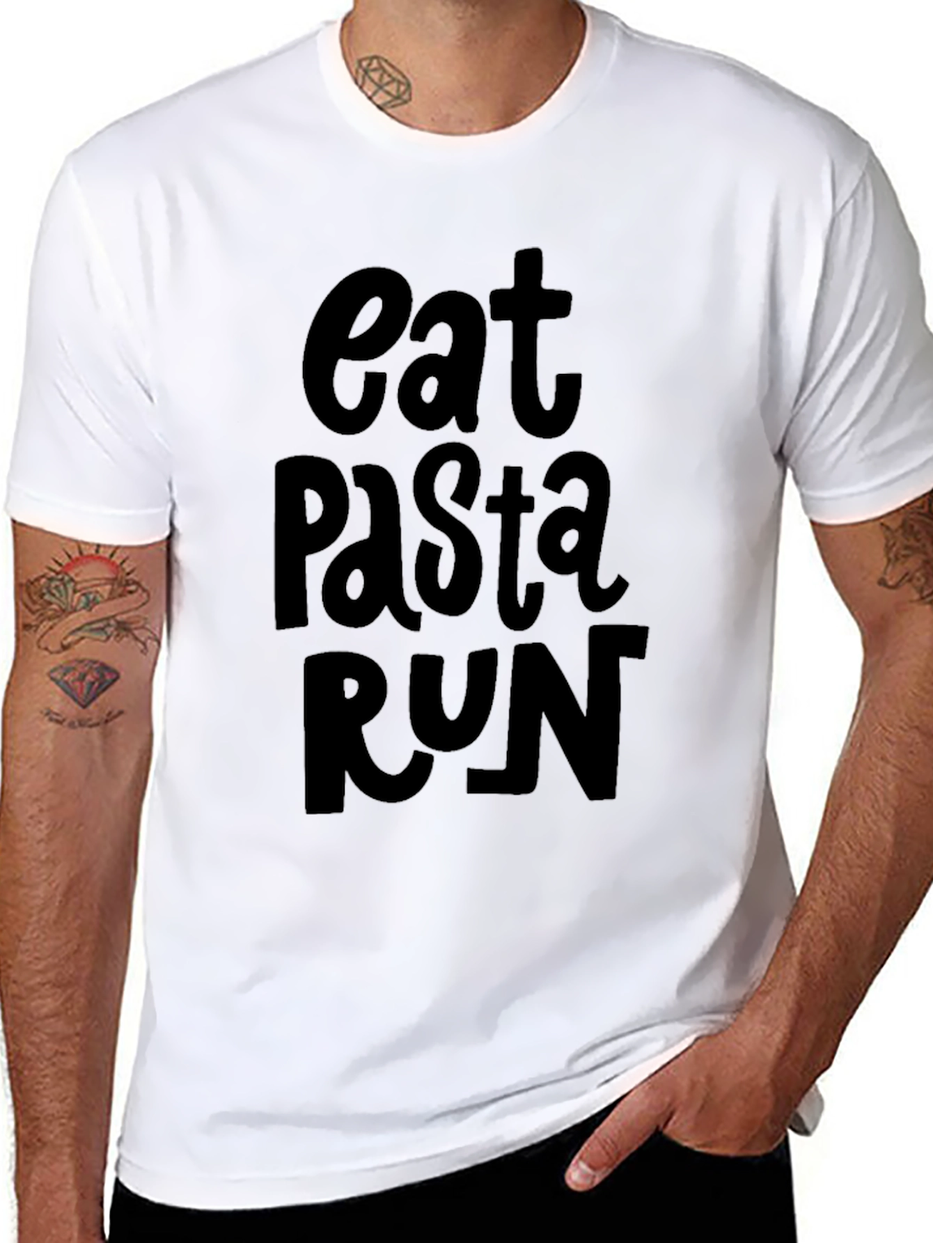 Eat Pasta Run Graphic Tee - Black