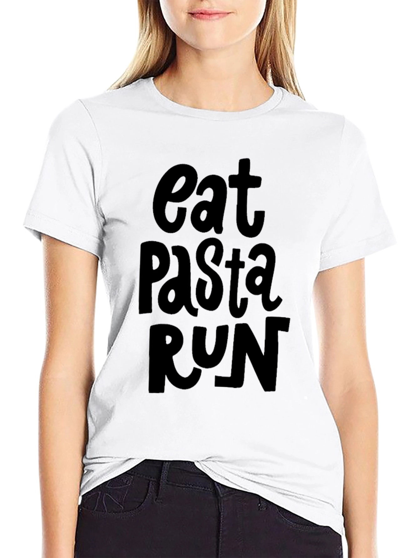 Eat Pasta Run Graphic Tee - Black