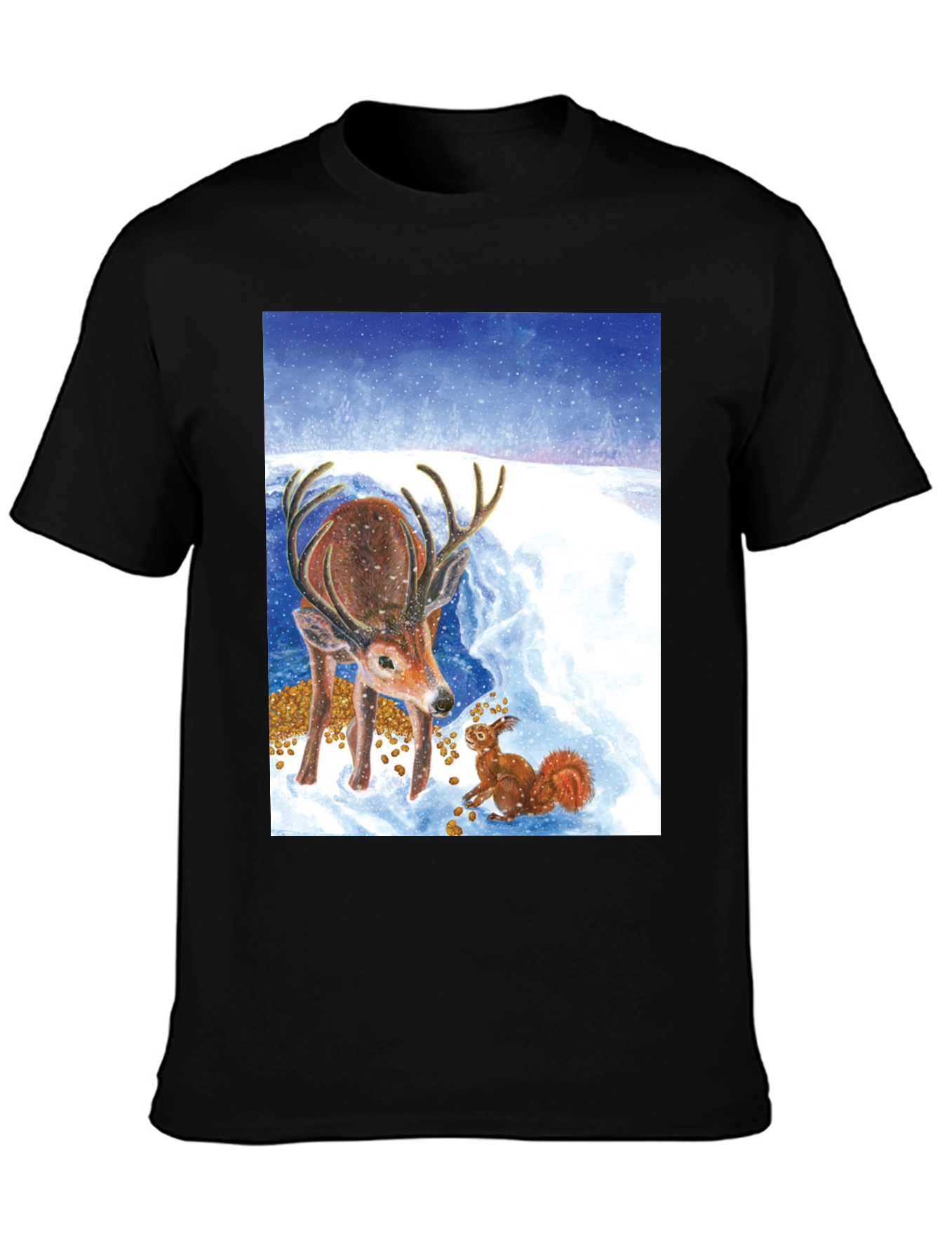 Winter Deer and Squirrel Graphic Tee