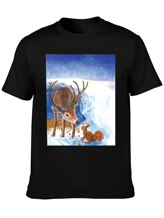 Winter Deer and Squirrel Graphic Tee