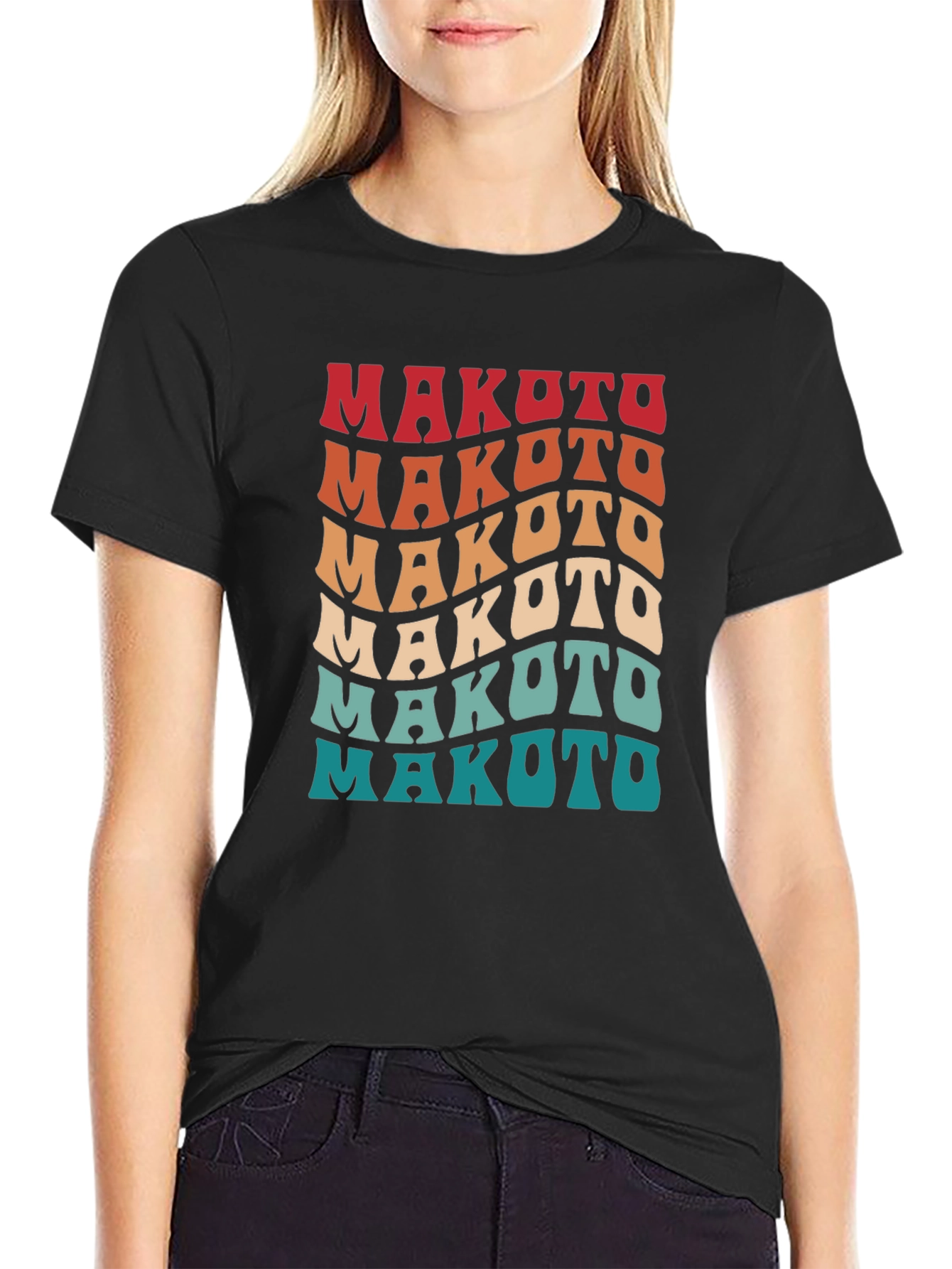 Makoto Retro T-Shirt - Stylish Wavy Text Design