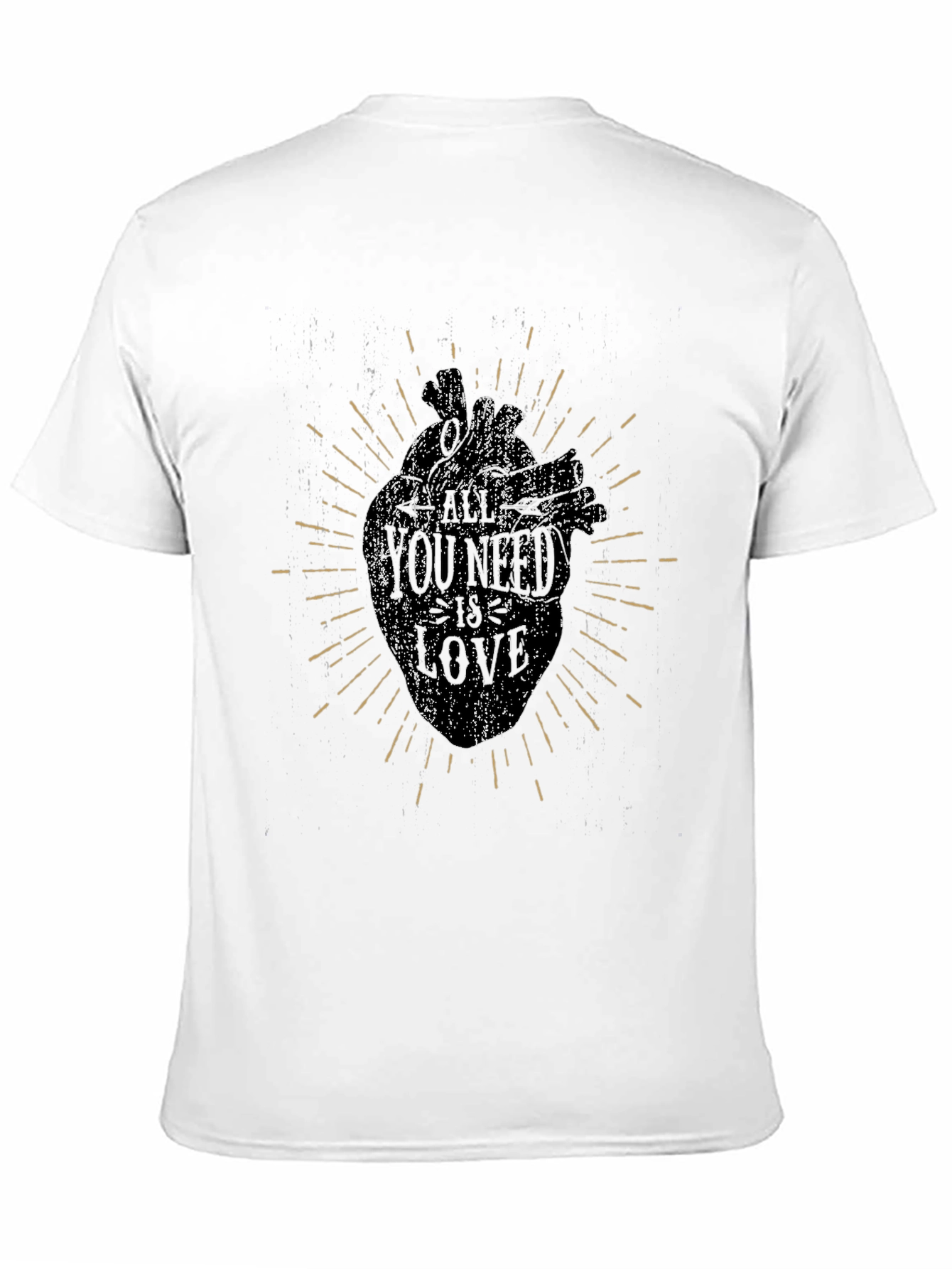 Heart Print Graphic Tee - Distressed Style