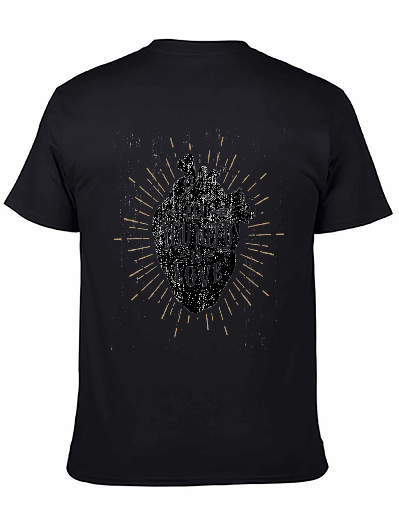 Heart Print Graphic Tee - Distressed Style