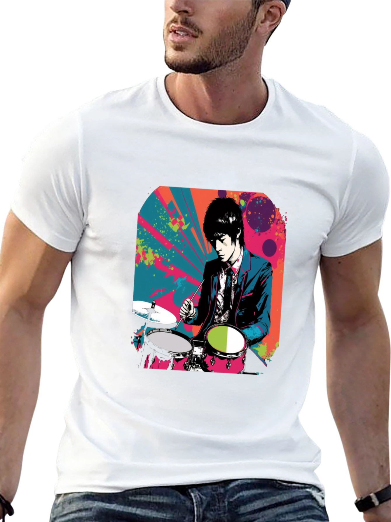 Drummer Graphic T-Shirt - Music Inspired Design
