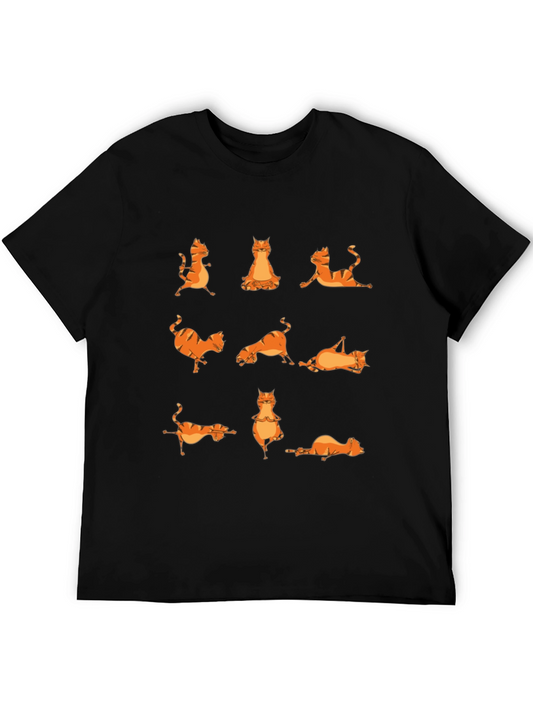 Yoga Cat T-Shirt - Black Cotton Tee