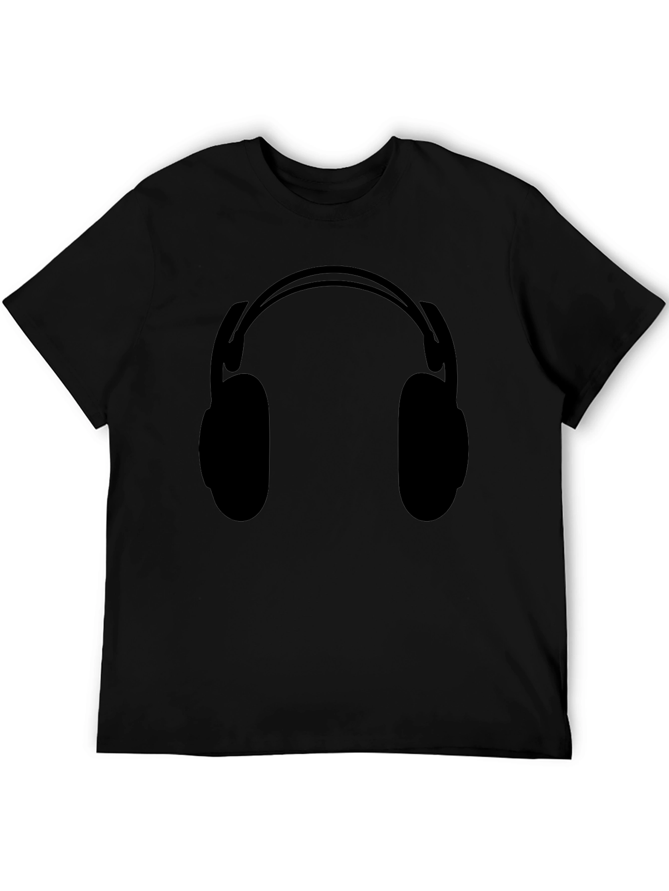 Headphone Graphic Tee - Black Cotton T-Shirt