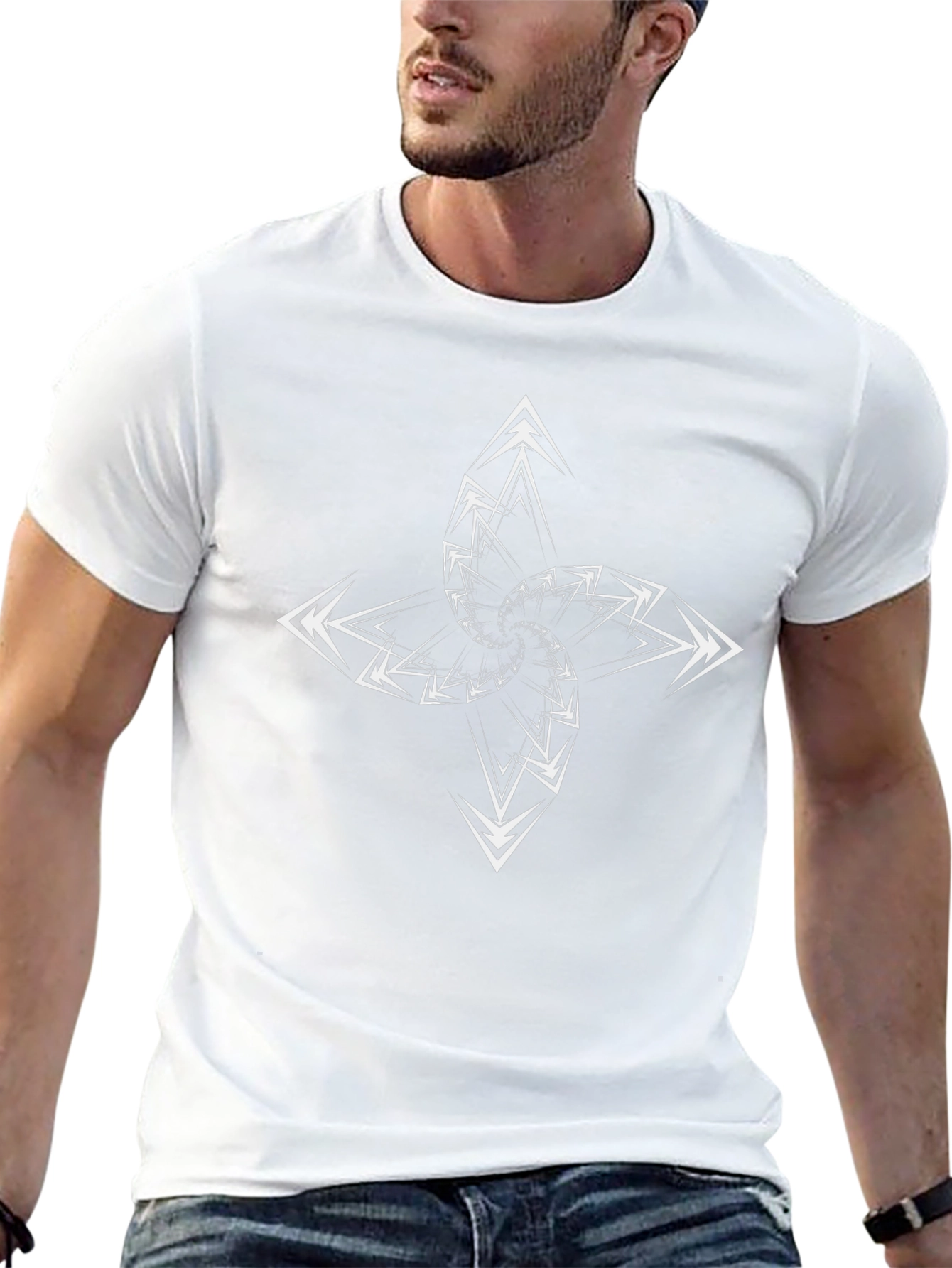 Geometric Arrow Design Black T-Shirt