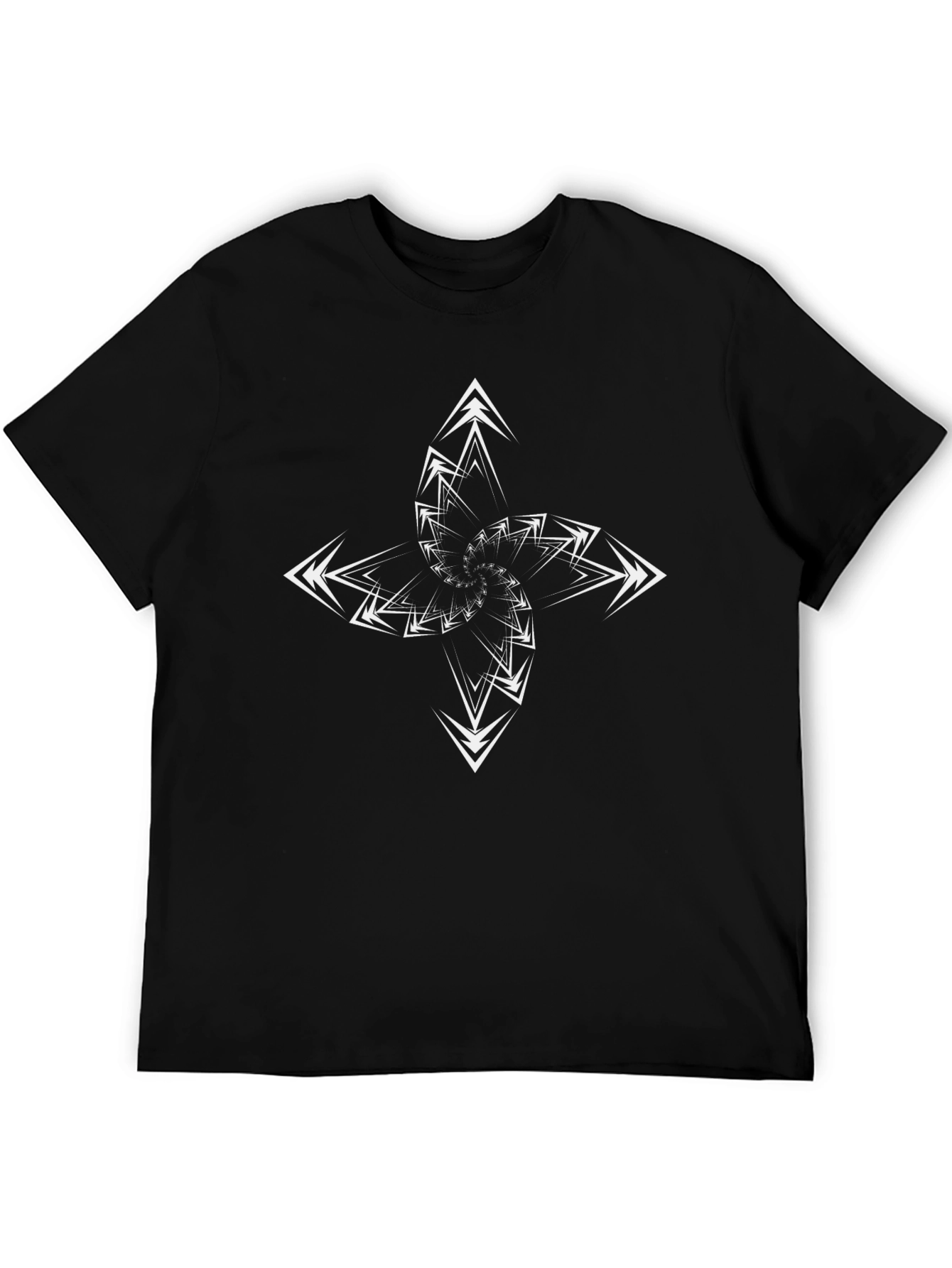 Geometric Arrow Design Black T-Shirt