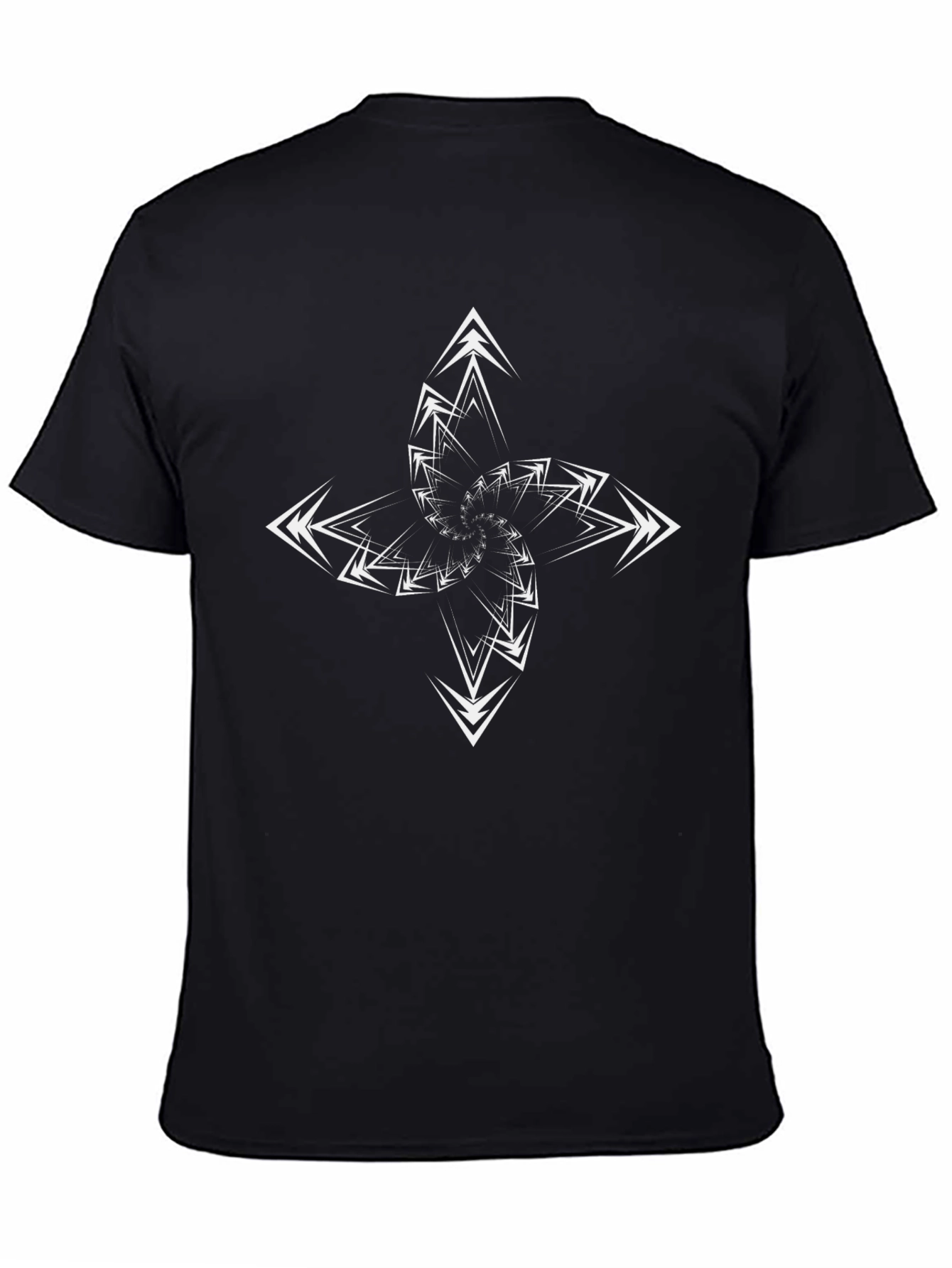 Geometric Arrow Design Black T-Shirt
