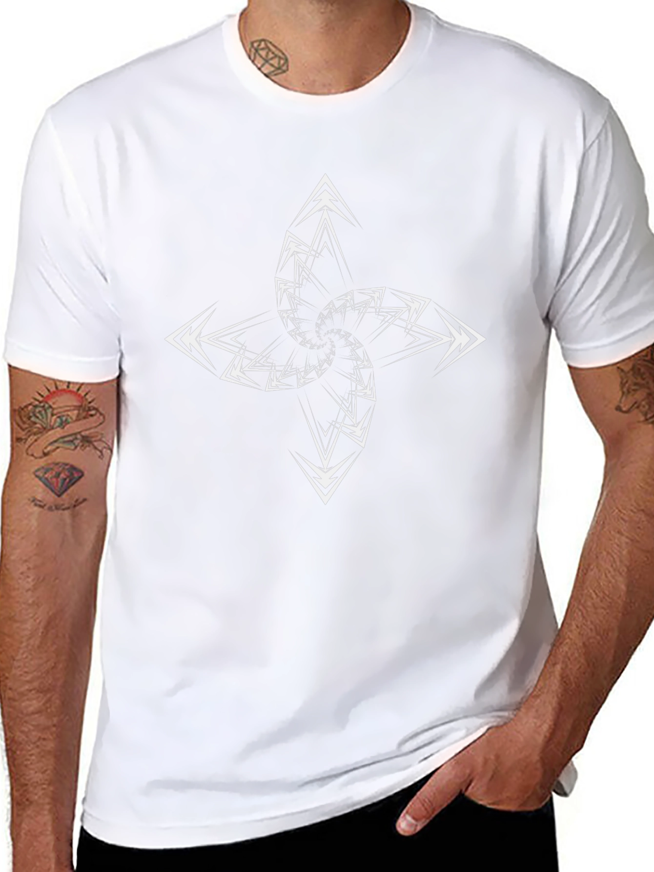 Geometric Arrow Design Black T-Shirt