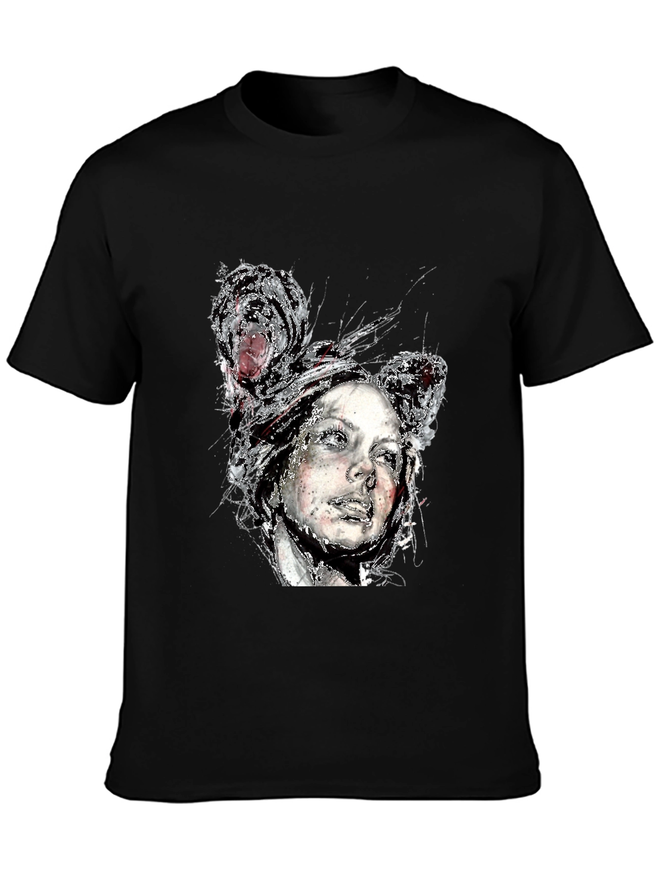 Unique Artistic Portrait Black Tee
