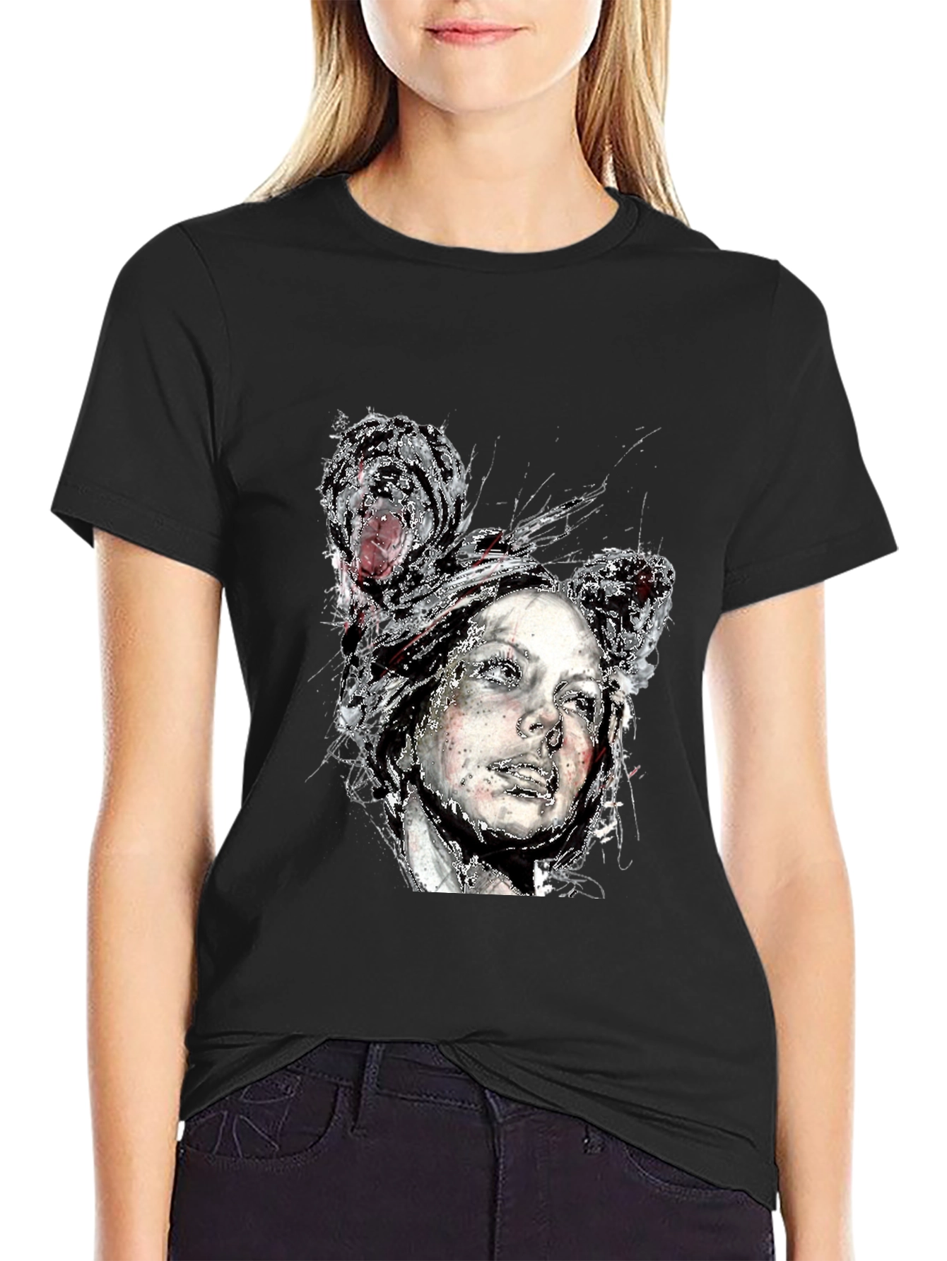 Unique Artistic Portrait Black Tee