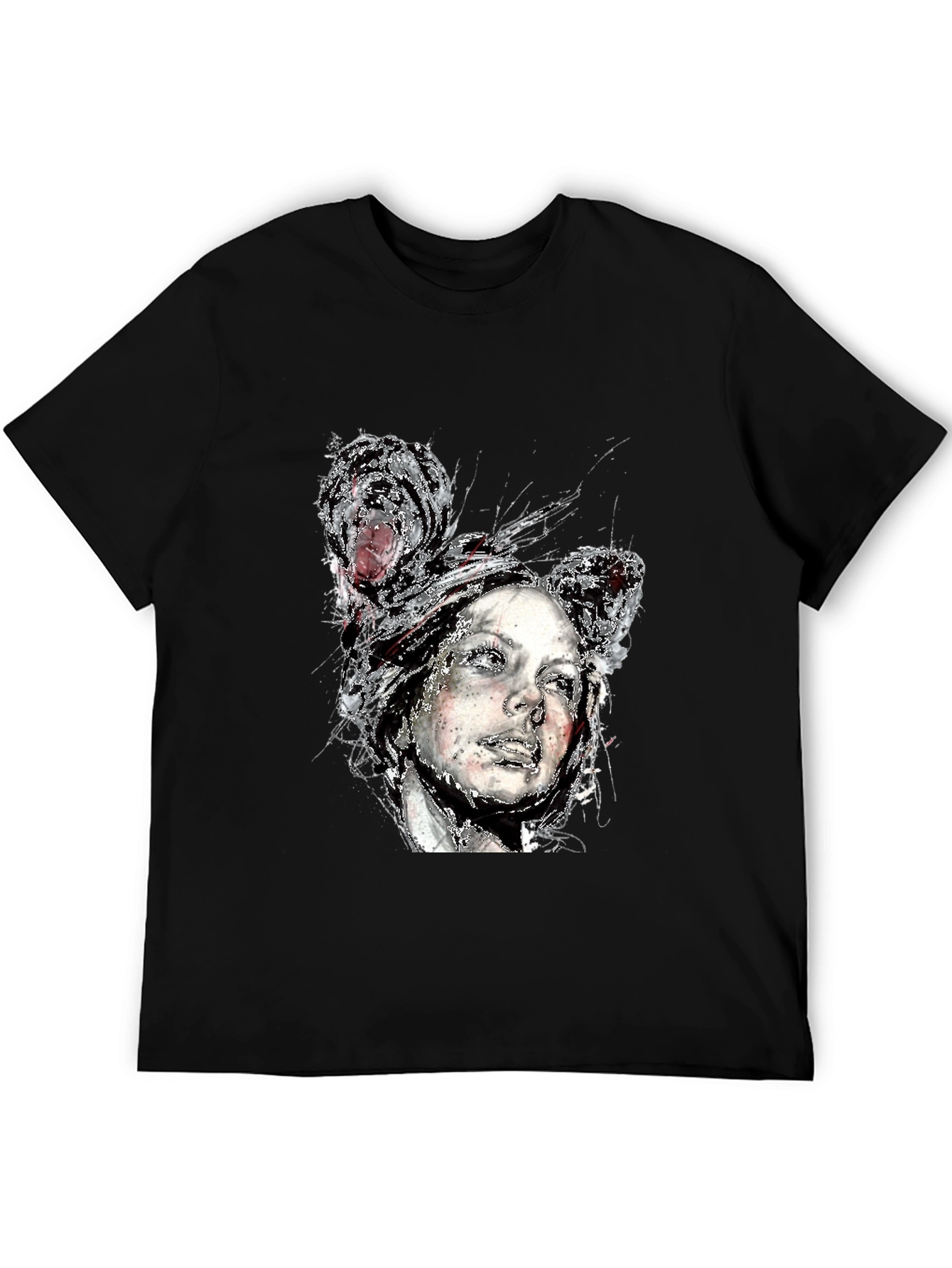 Unique Artistic Portrait Black Tee