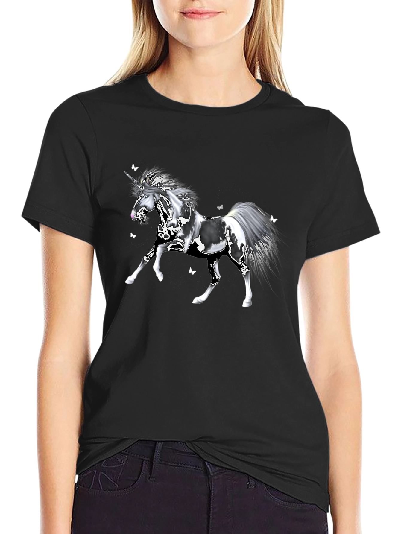 Unicorn Black T-Shirt Fantasy Graphic Tee