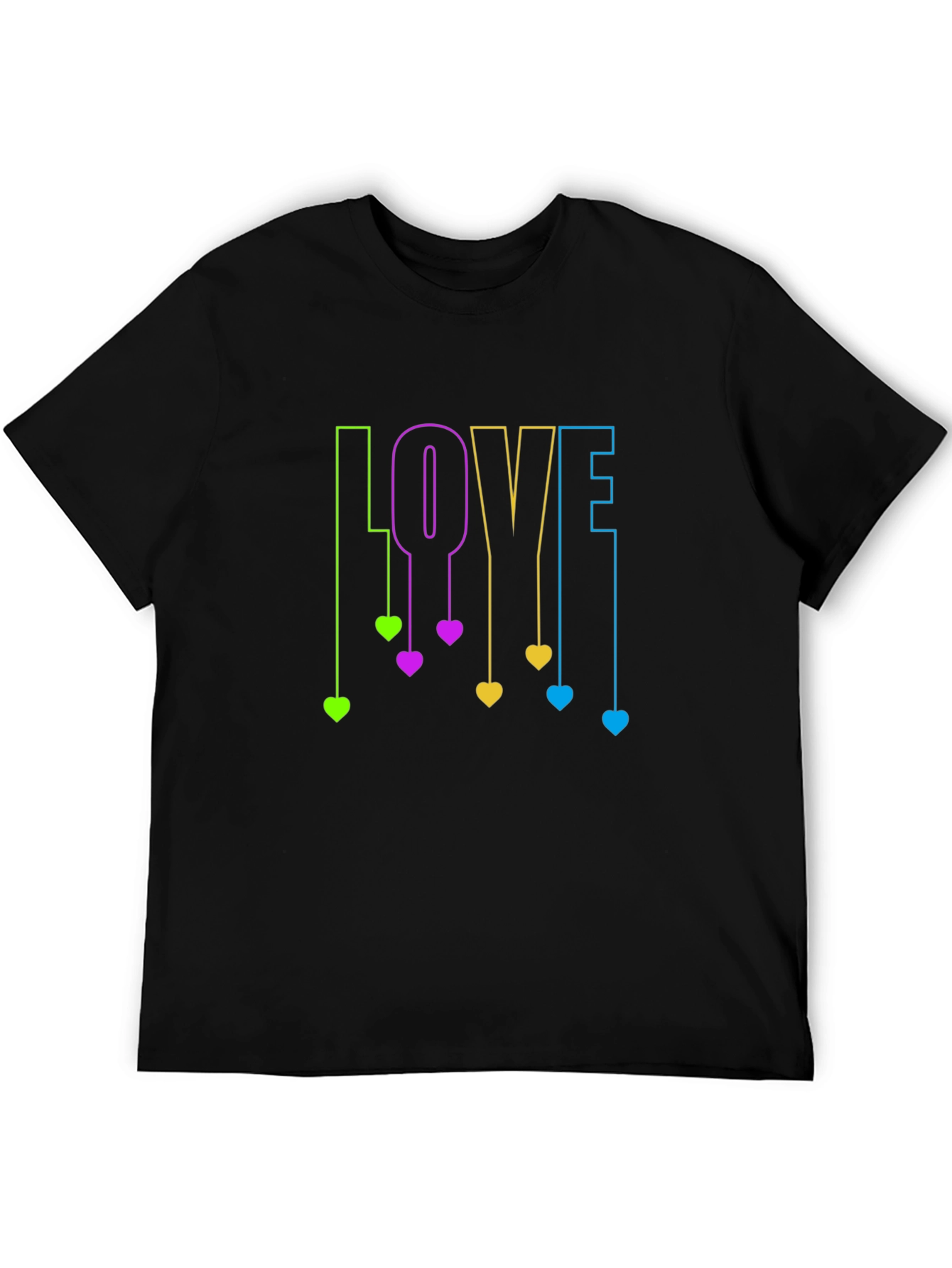 Love Hearts Graphic Black T-Shirt