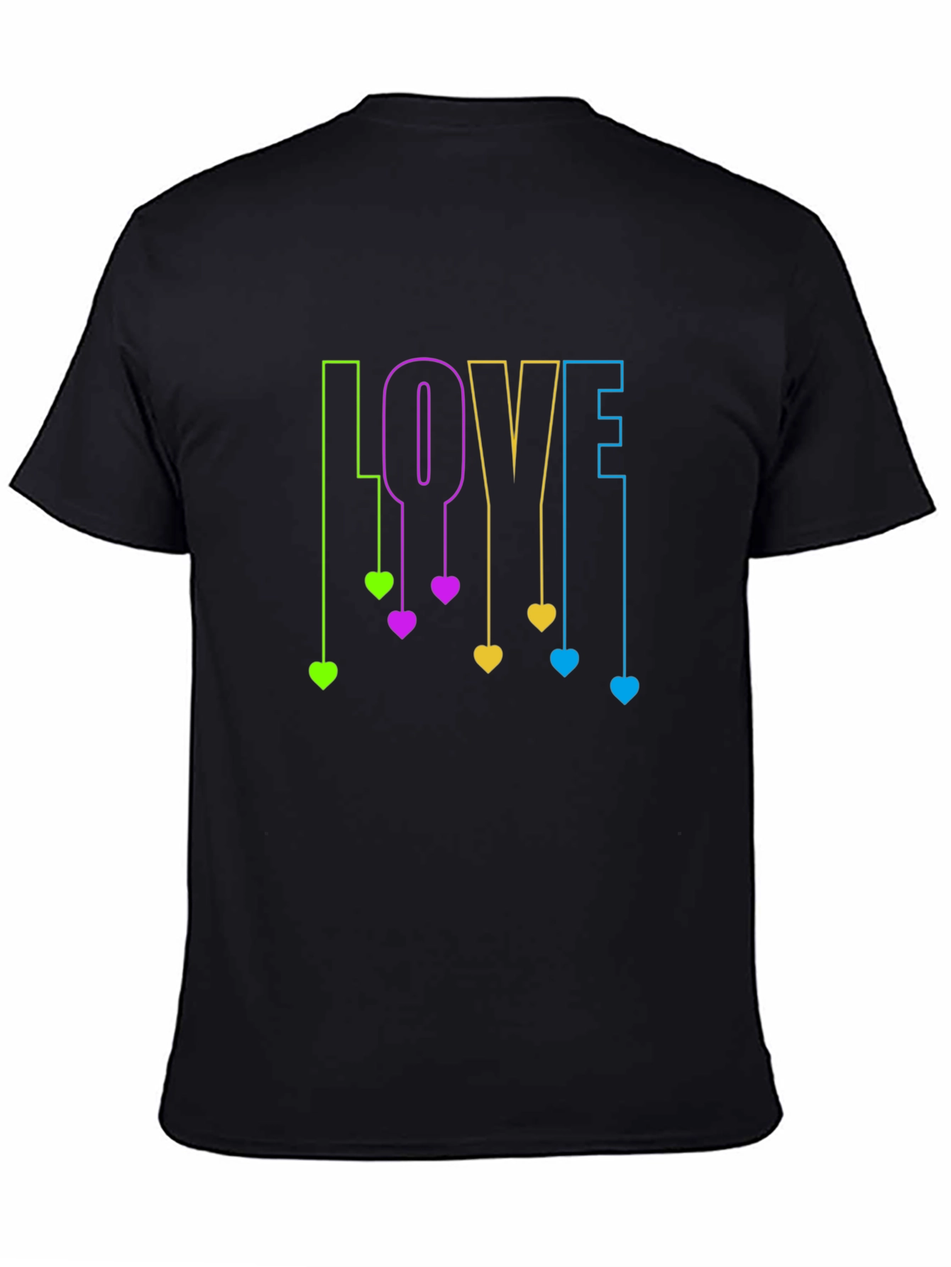 Love Hearts Graphic Black T-Shirt