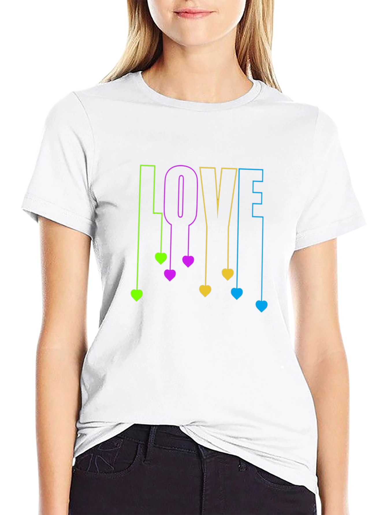 Love Hearts Graphic Black T-Shirt