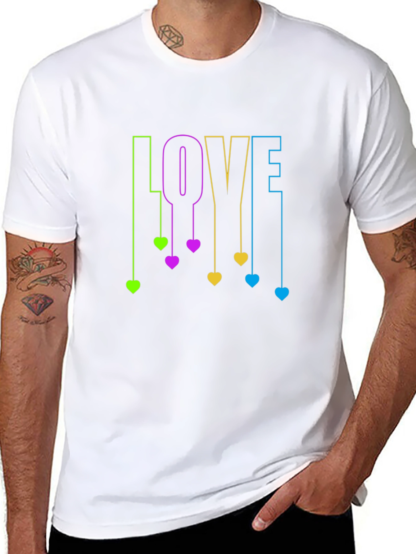 Love Hearts Graphic Black T-Shirt