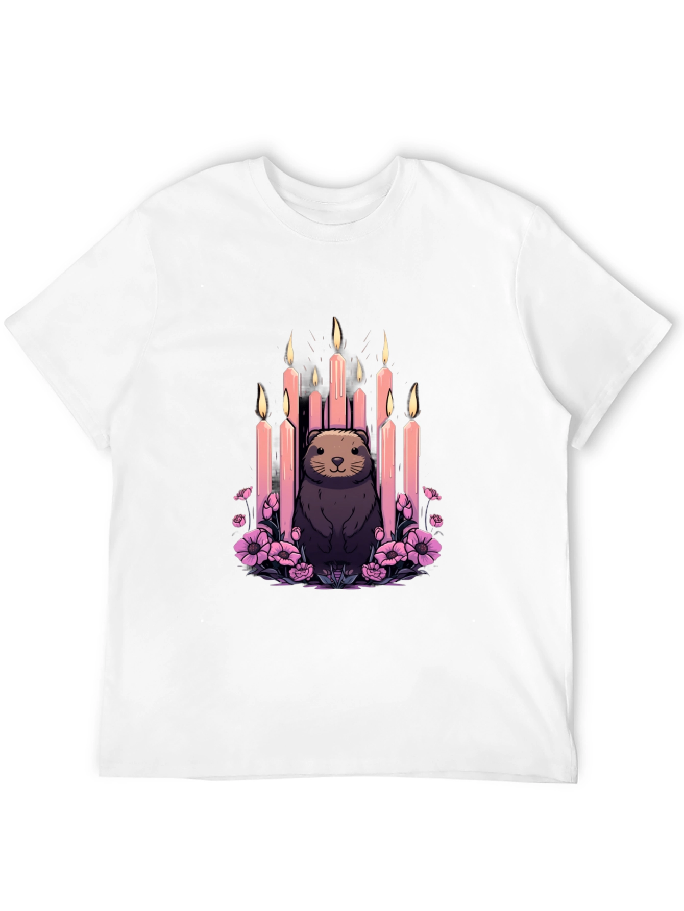 Candle Otter Graphic Tee - Unique Art Shirt